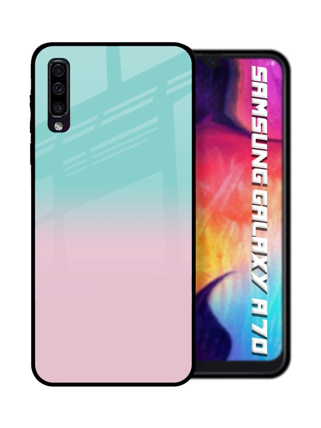 QRIOH Teal Gradient Glass Mobile Backcase for Samsung Galaxy A70-picture-44