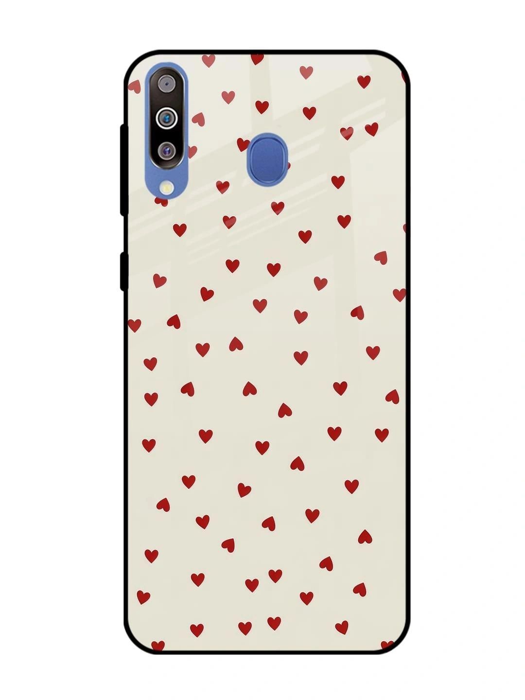 QRIOH Red Hearts Glass Mobile Backcase for Samsung Galaxy M40-picture-24