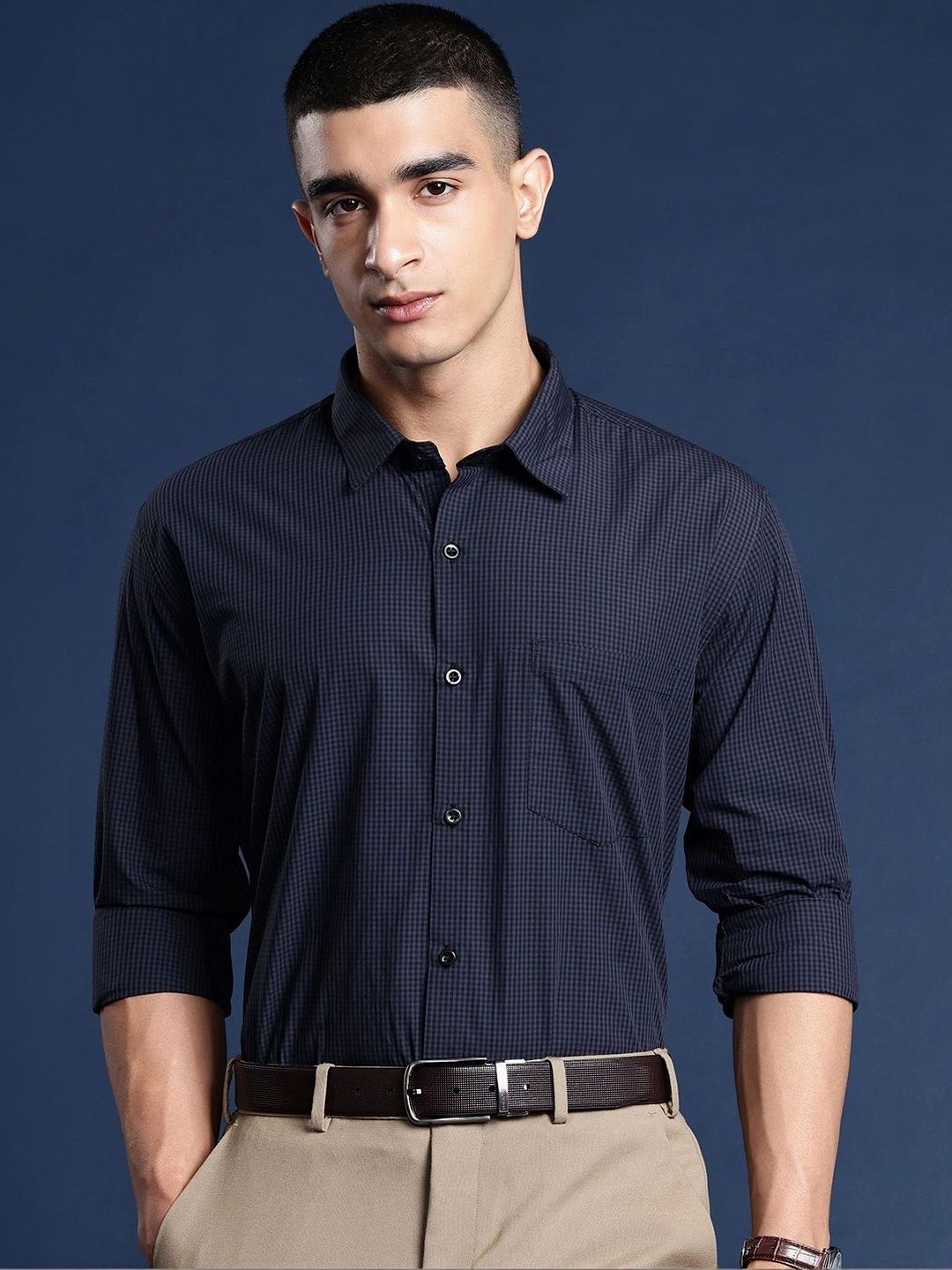 THE BEETEL HOUSE Men Slim Fit Micro Checks Checked Semiformal Shirt-picture-32