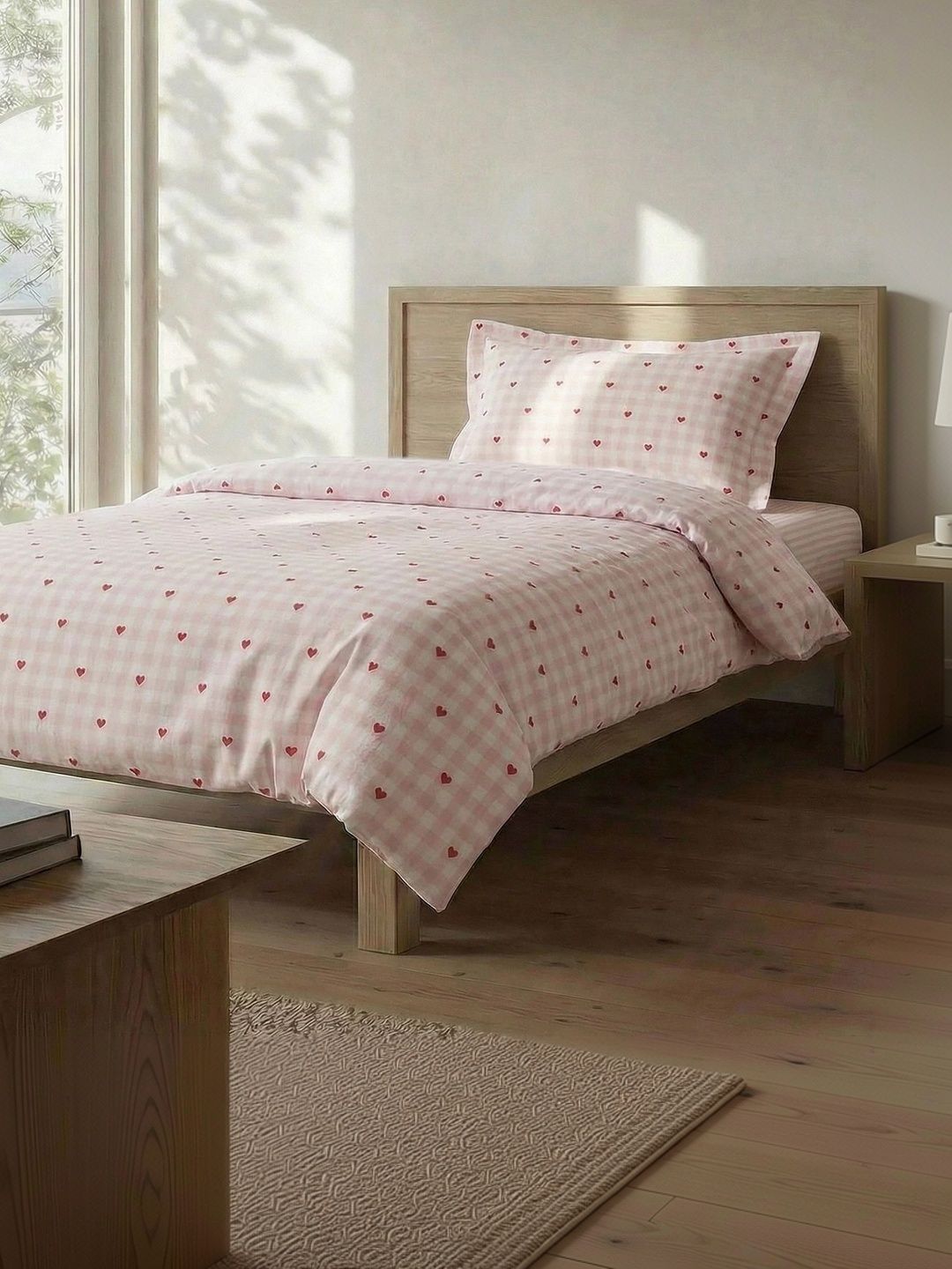 Trendyol Pink & Red Printed Duvet Cover With 2 Pillow Covers-picture-40