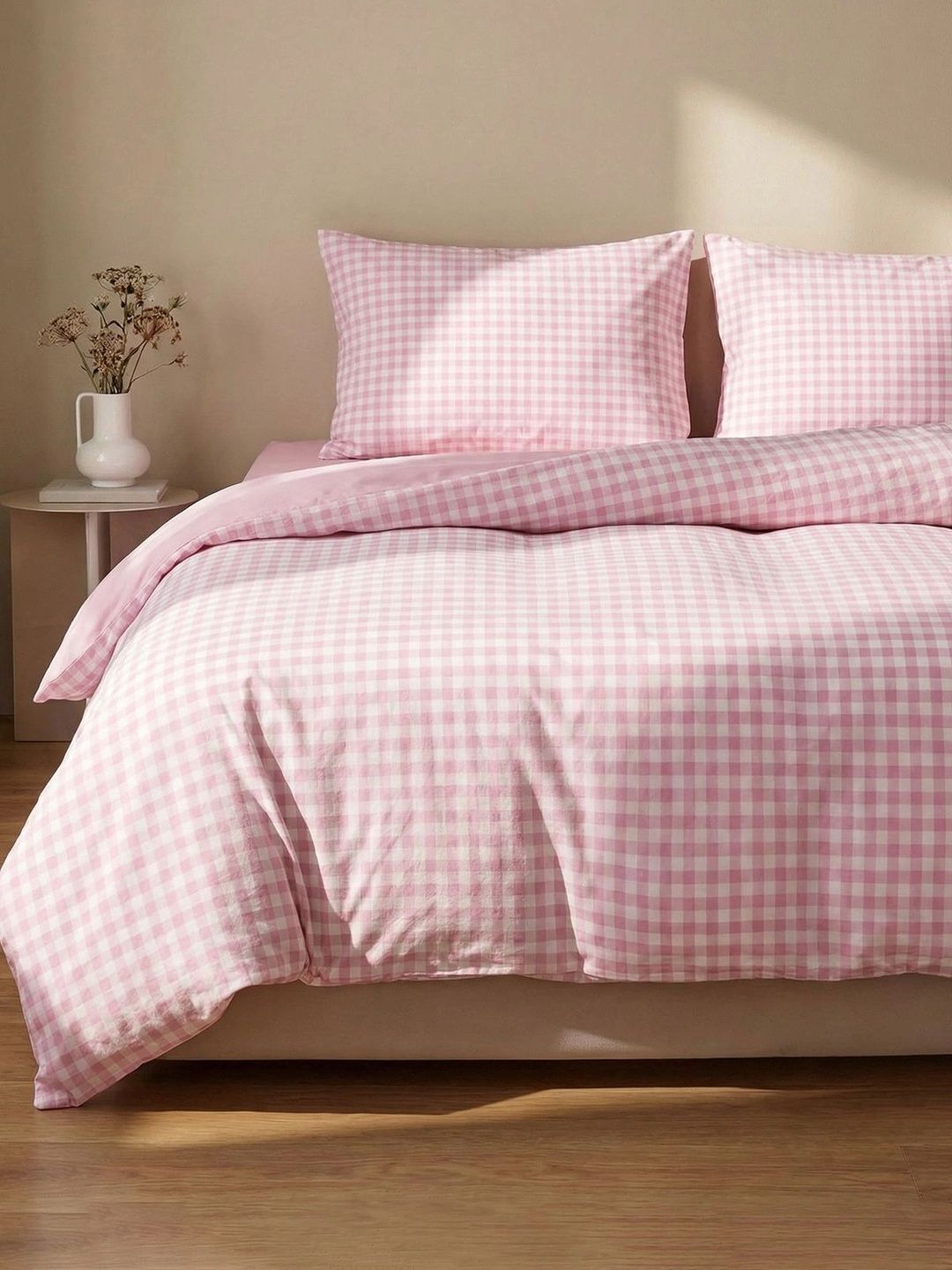Trendyol Pink & White Printed Duvet Cover With 2 Pillow Covers-picture-42
