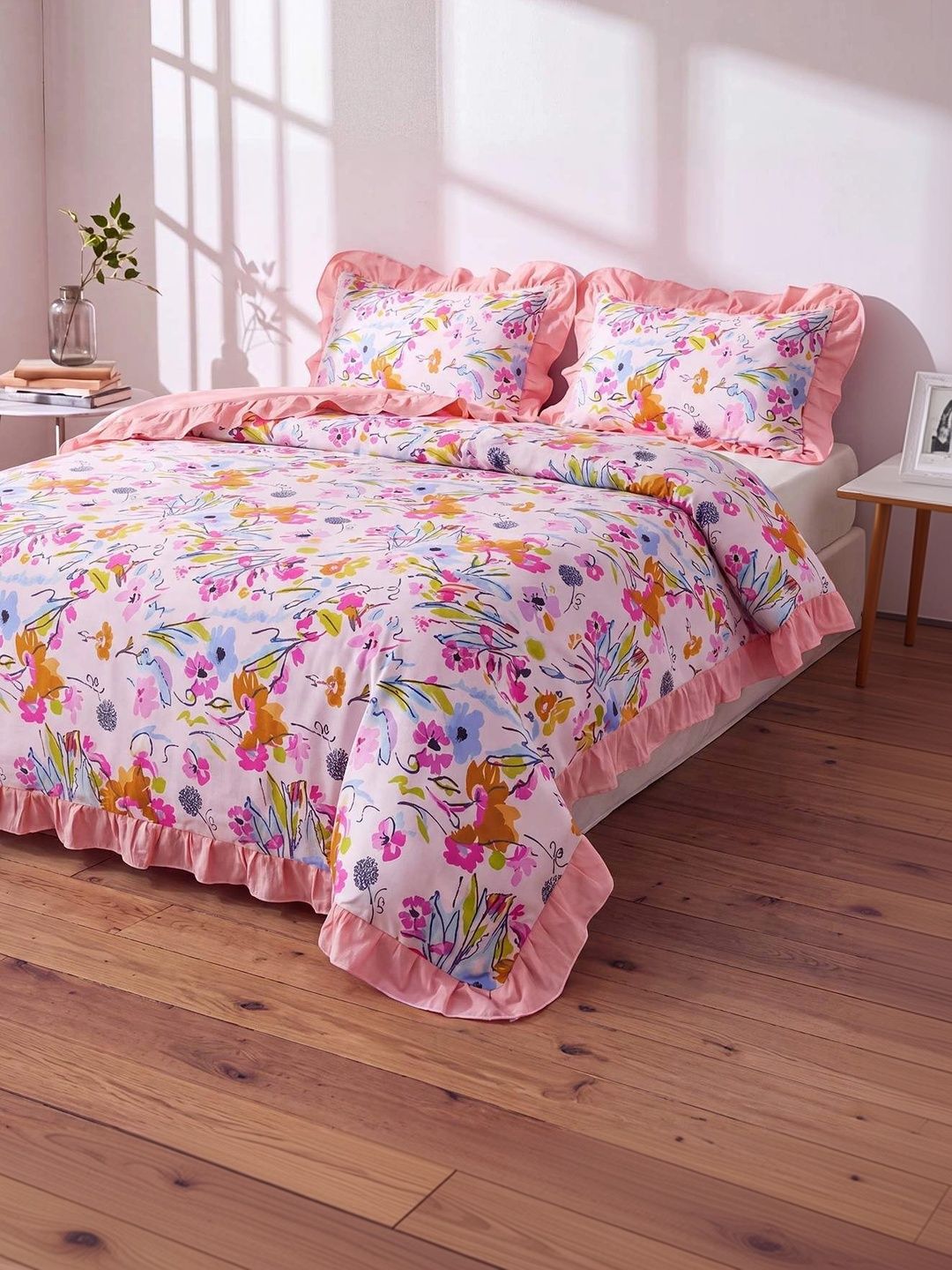 Trendyol Pink Printed Duvet Cover With 2 Pillow Covers-picture-32