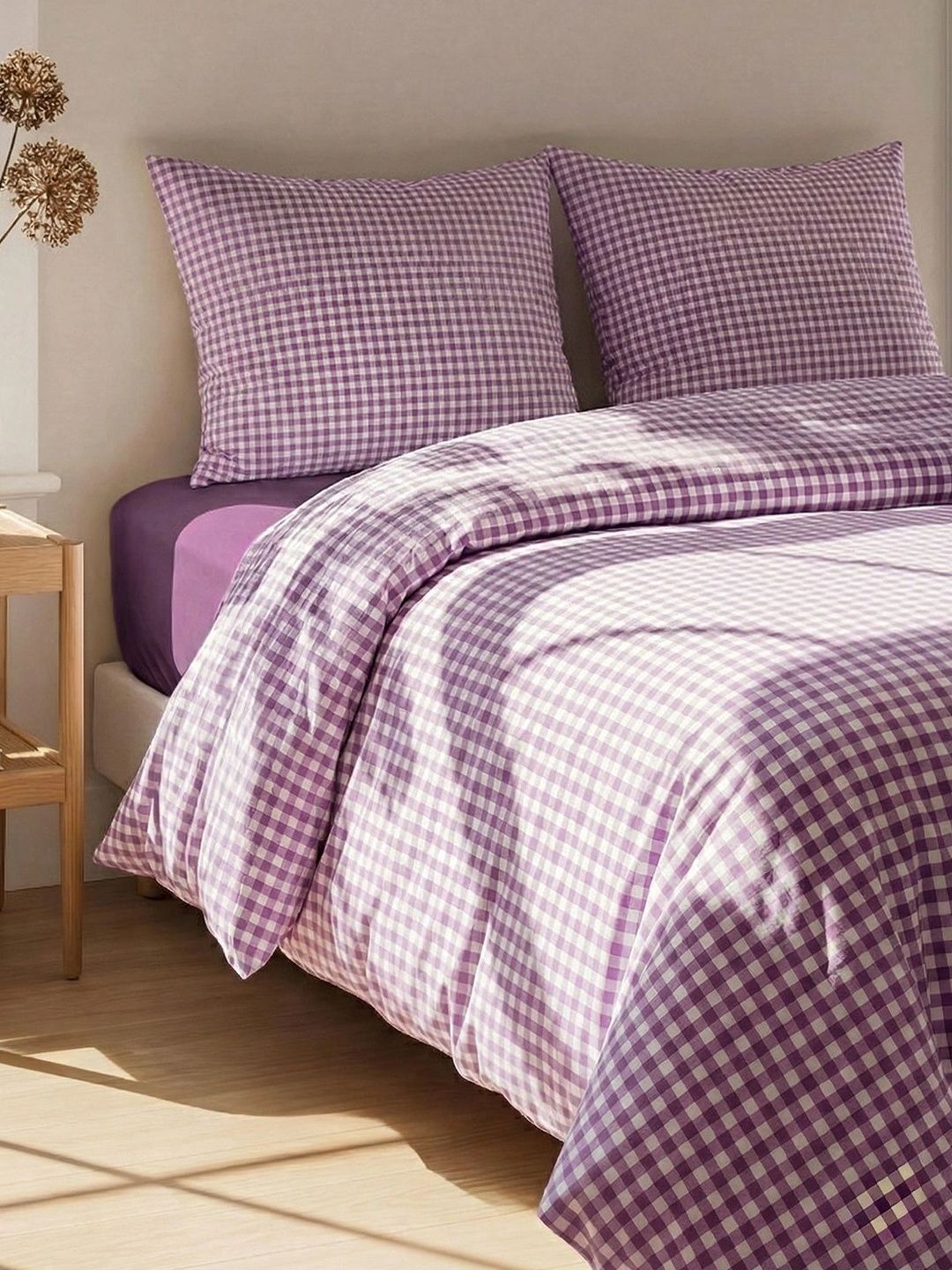 Trendyol Purple & White Printed Duvet Cover With 2 Pillow Covers-picture-33