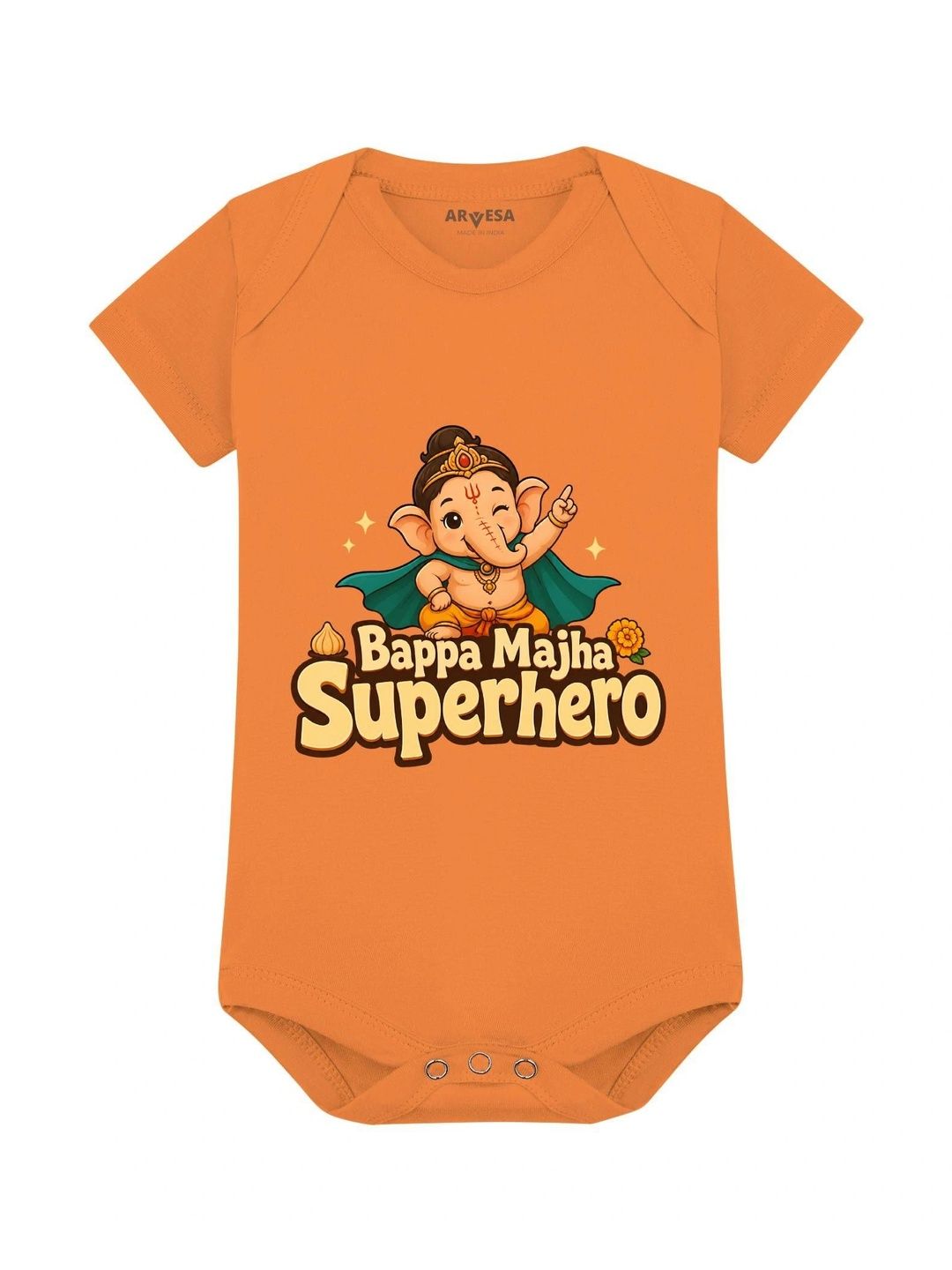 Arvesa Infants Ganesh Chaturthi Printed Cotton Bodysuit-picture-5