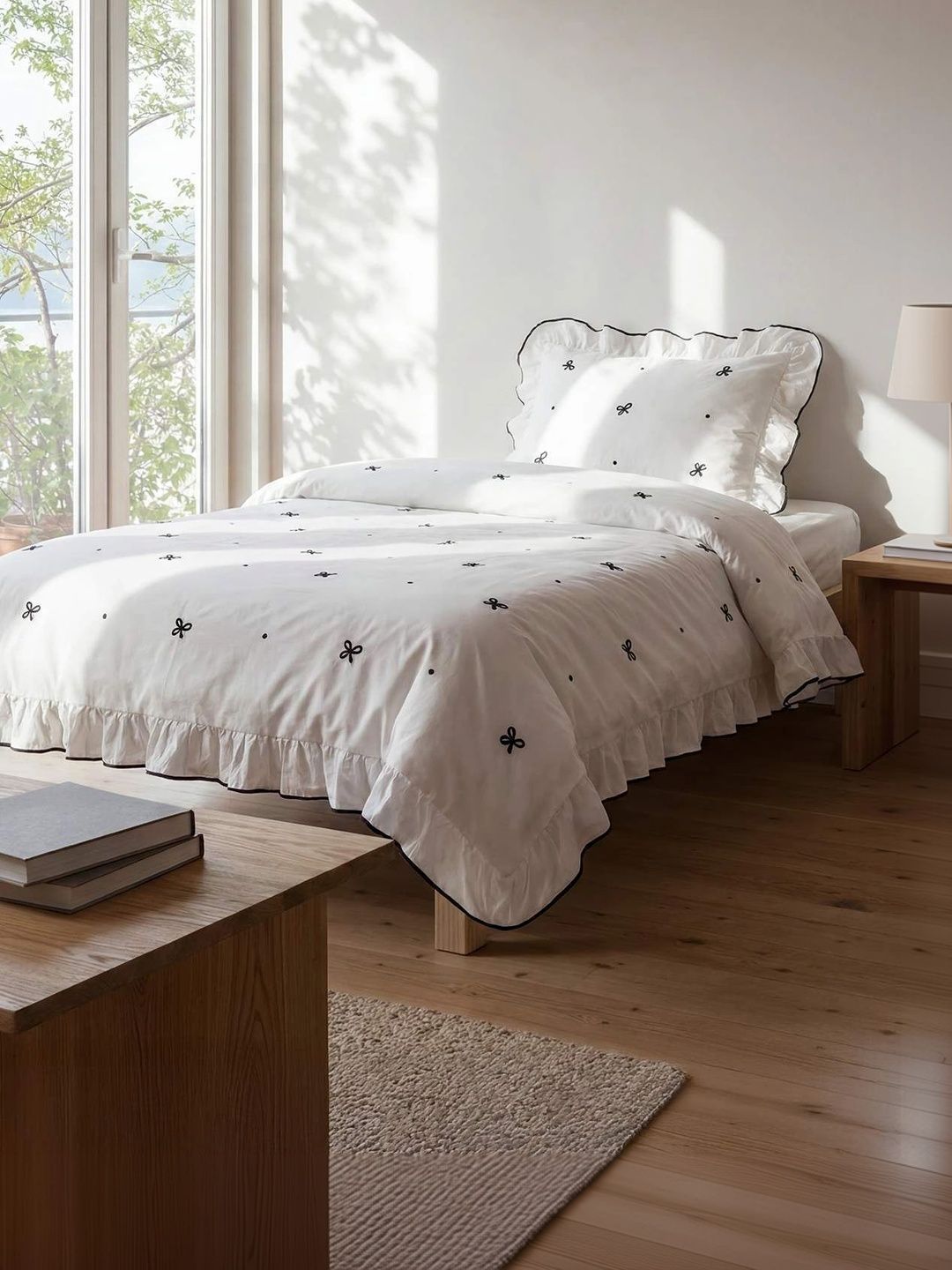 Trendyol White & Black Printed Duvet Cover With 2 Pillow Covers-picture-44