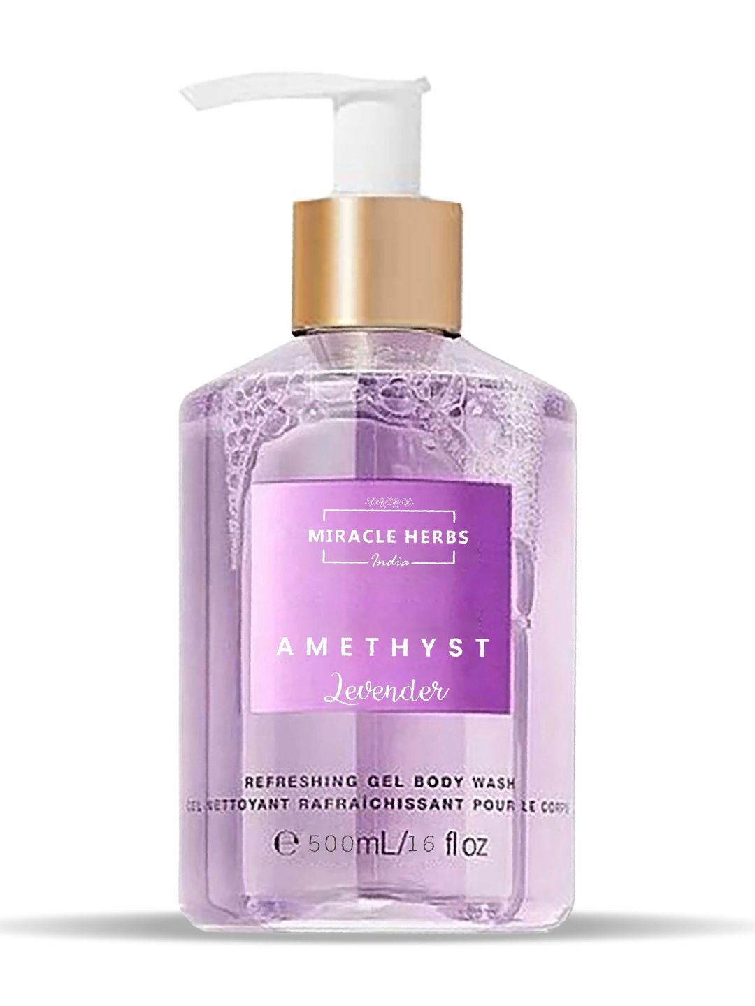 miracle herbs india amethyst lavender body wash - 500 ml