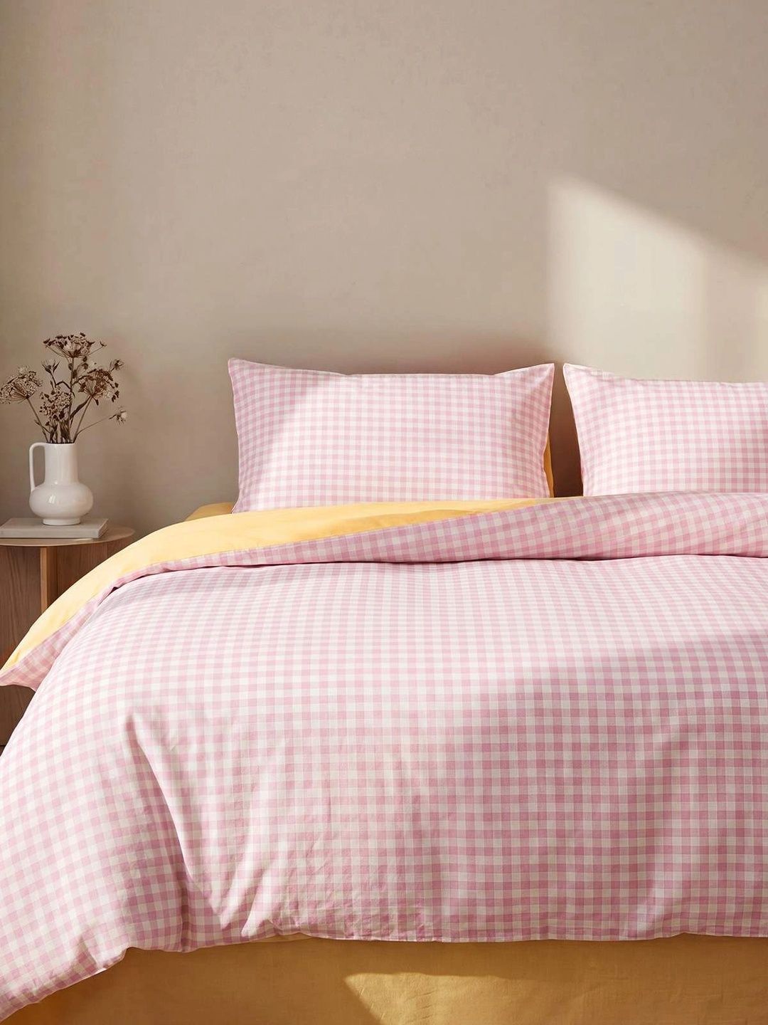 Trendyol Pink & Yellow Printed Duvet Cover With 2 Pillow Covers-picture-36