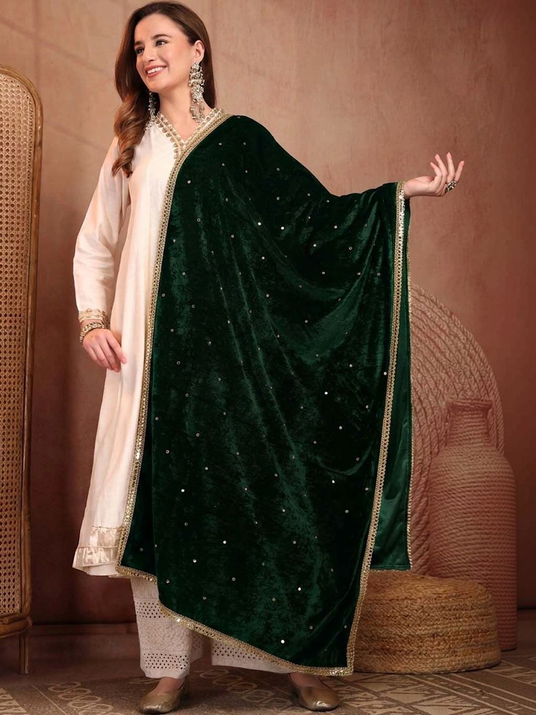 Clora Creation Velvet Dupatta with Sequinned-picture-39