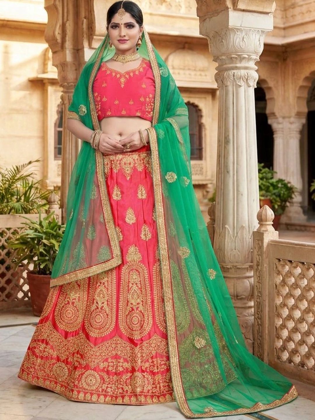 Anouk Rustic Embroidered Semi-Stitched Lehenga & Unstitched Blouse With Dupatta-picture-10