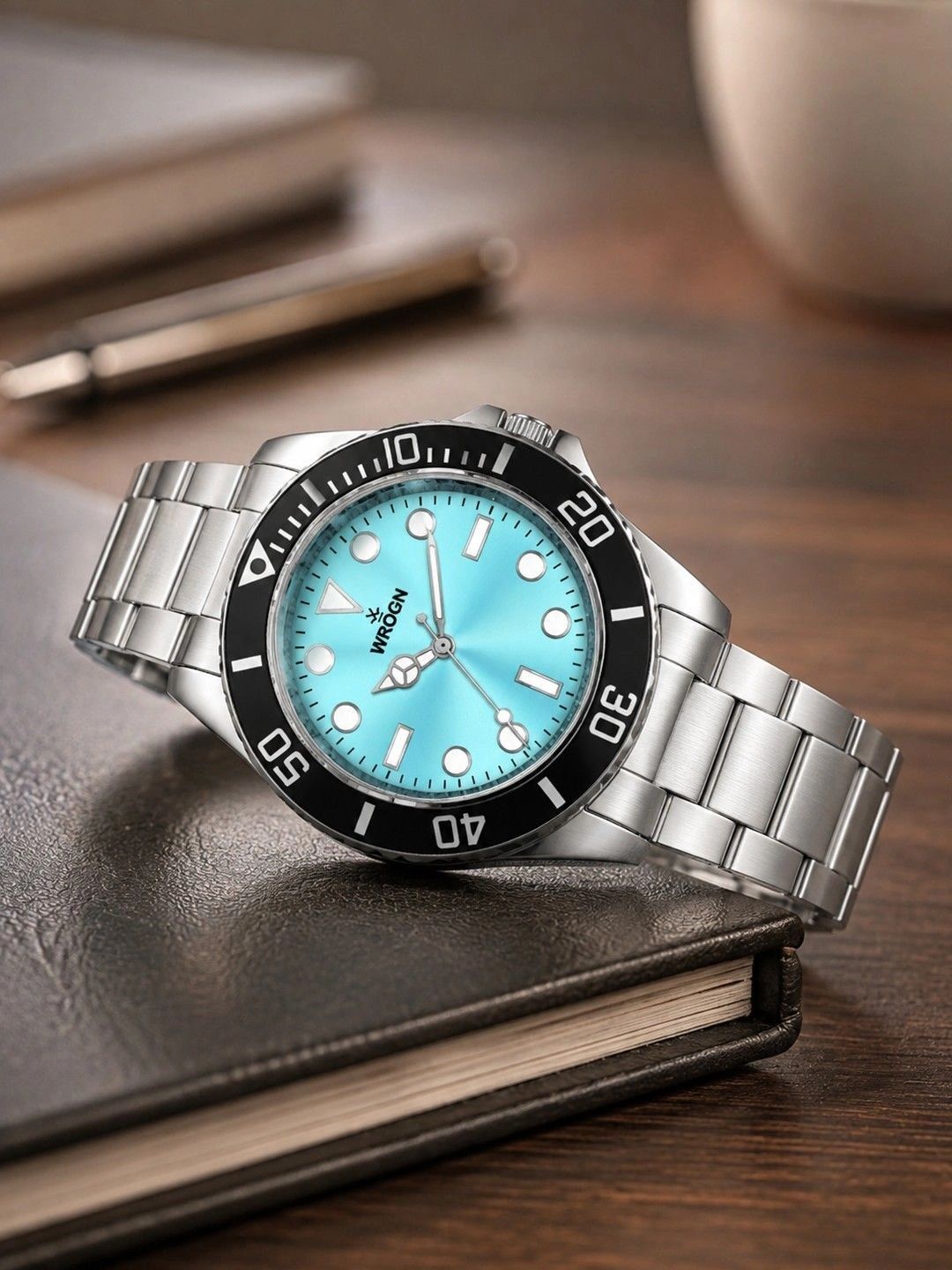 WROGN Men Brass Dial & Stainless Steel Bracelet Style Straps Analogue Watch HOBWRG0613-S.BL-picture-13