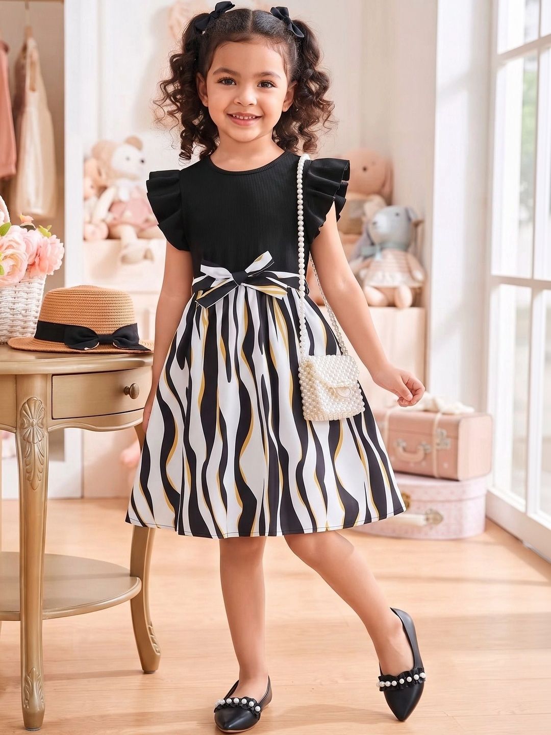 BAESD Print Flutter Sleeve Ruffled A-Line Dress-picture-41