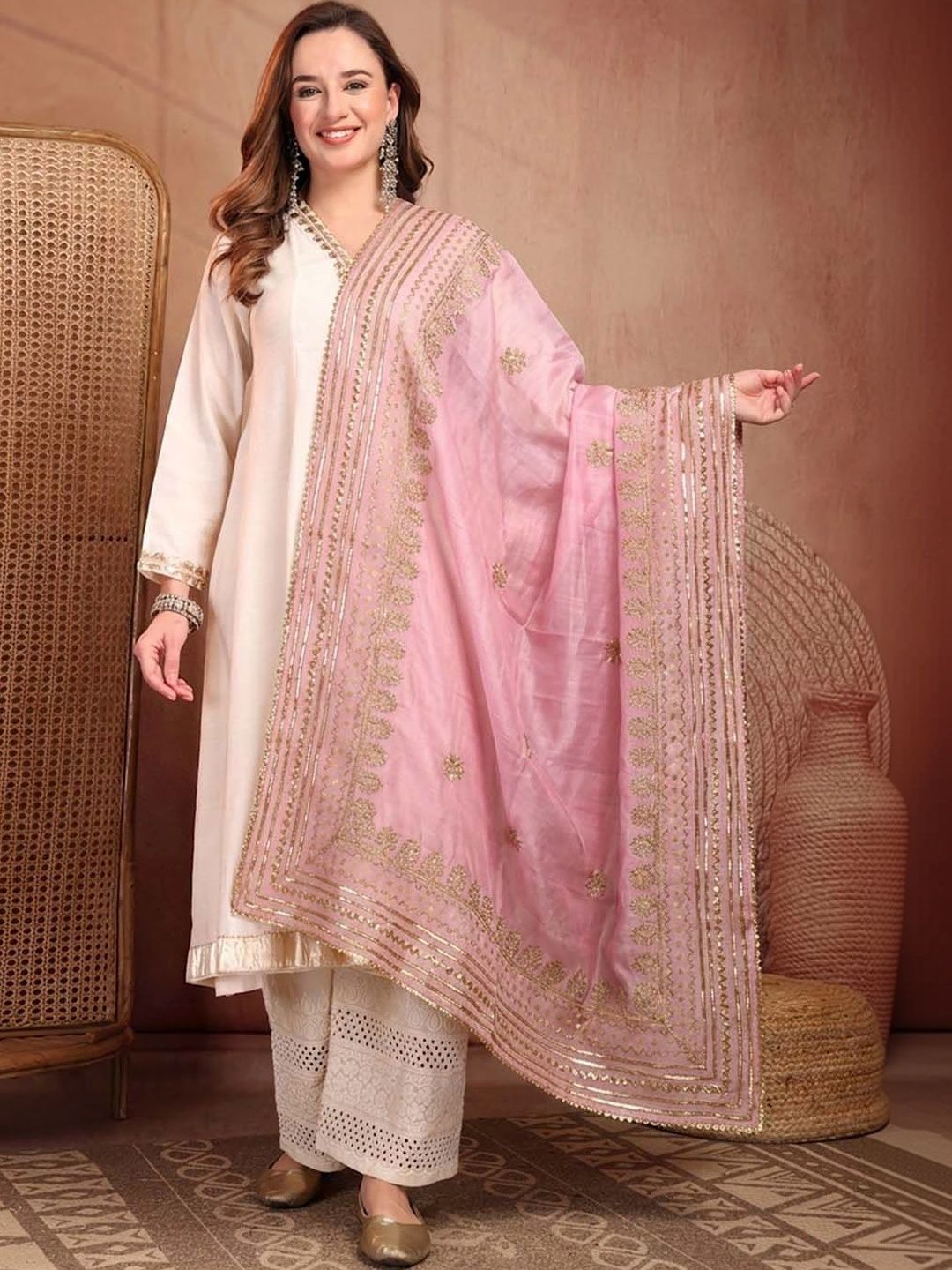 Clora Creation Ethnic Motifs Embroidered Dupatta with Zari-picture-21