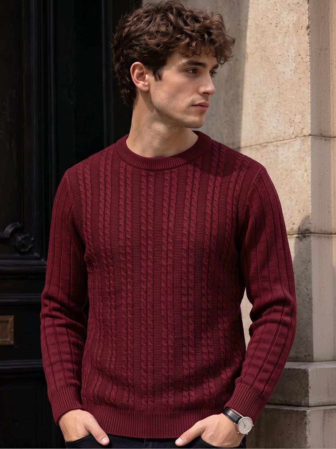 HERE&NOW Men Cable Knit Pullover-picture-22