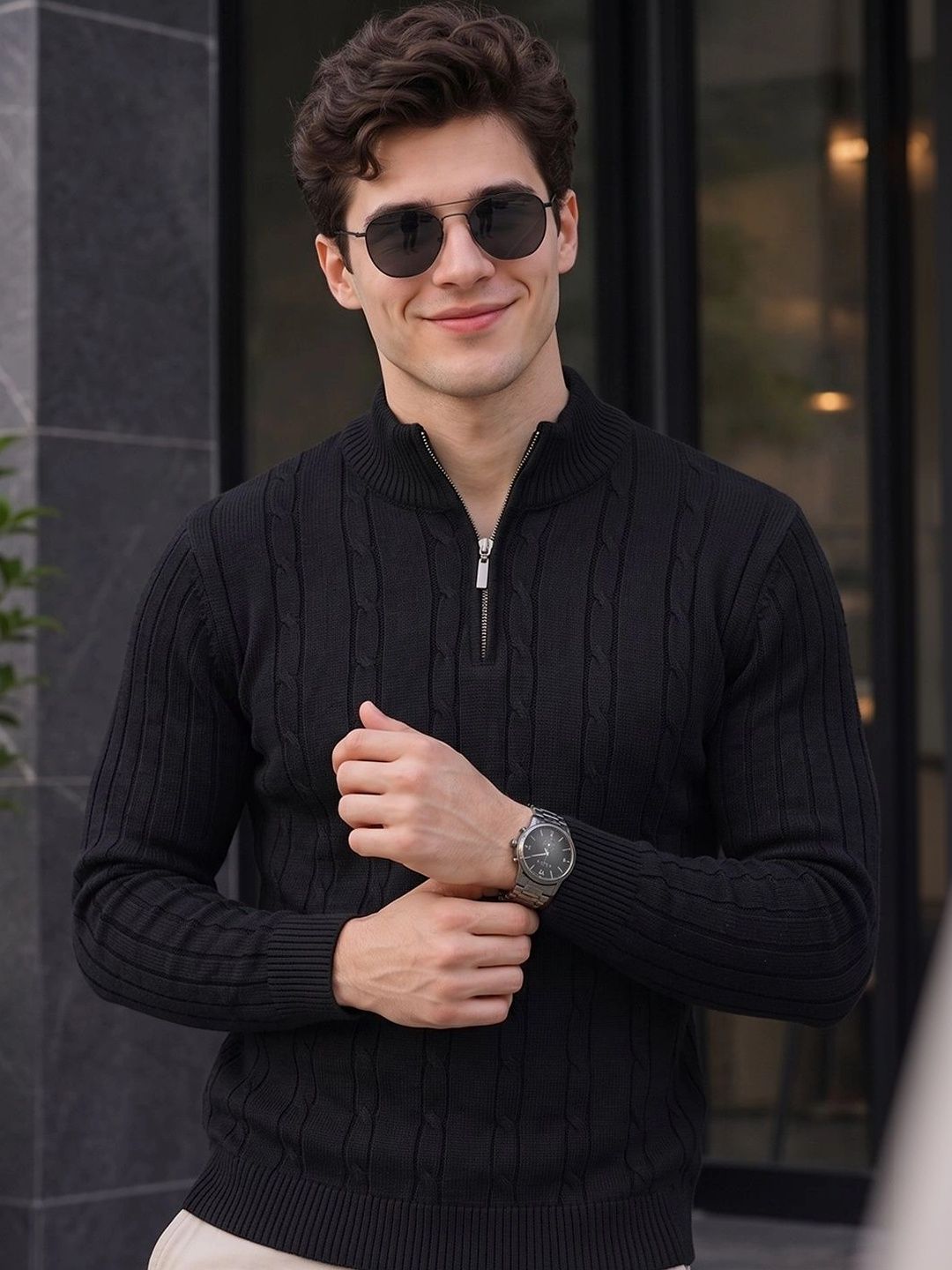 HERE&NOW HERE&NOW Men Cable Knit Pullover
