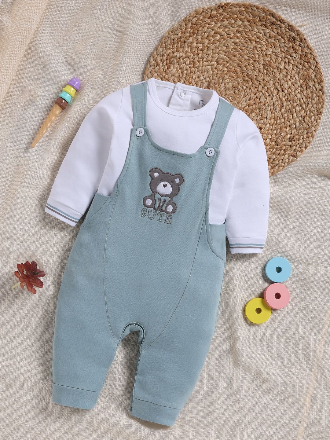 BABY GO Infant Boys Cotton Ankle Length Dungarees with T-shirt-picture-31