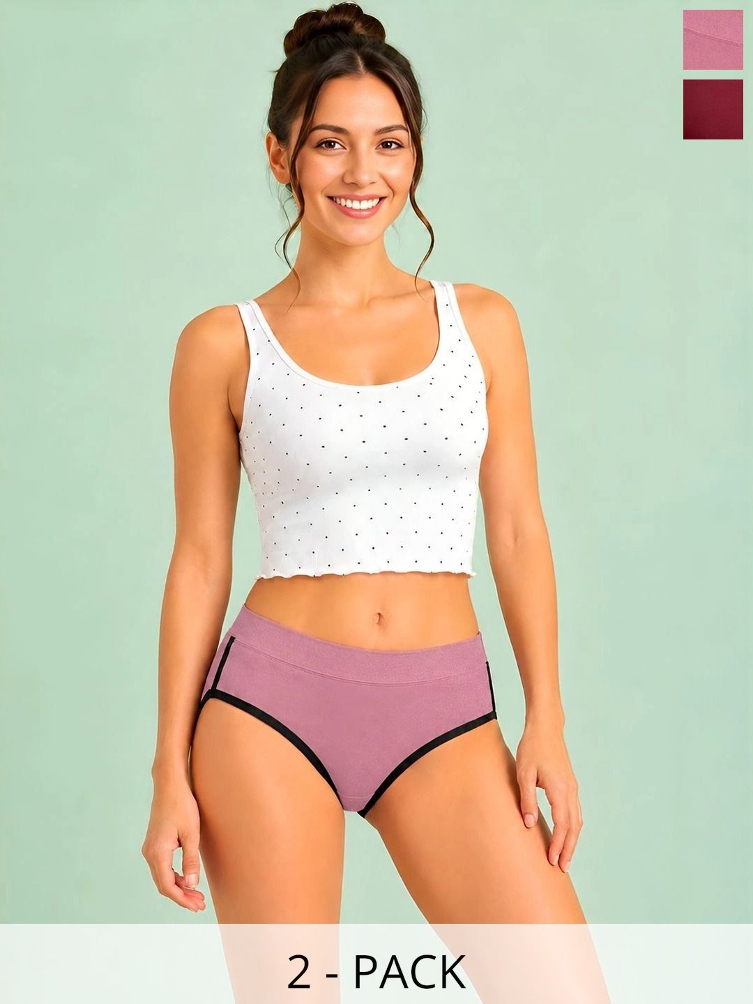 Moda Rapido Women Pack of 2 Assorted Cotton Basic Briefs-picture-37