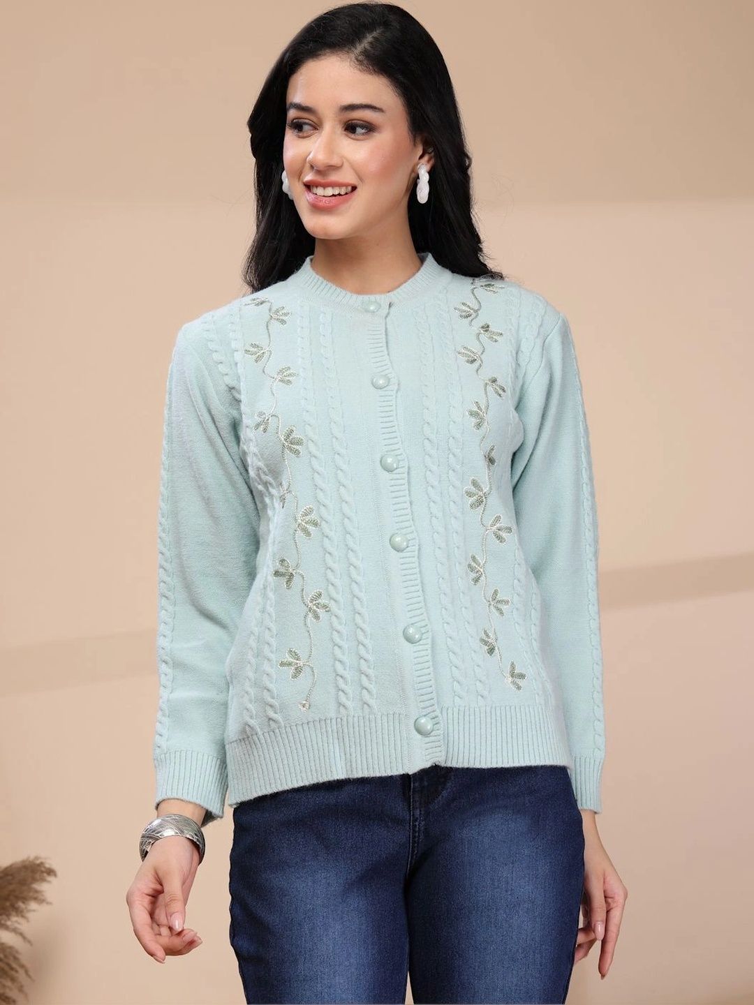 all about you Women Embroidered Woollen Cardigan with Embroidered Detail-picture-39