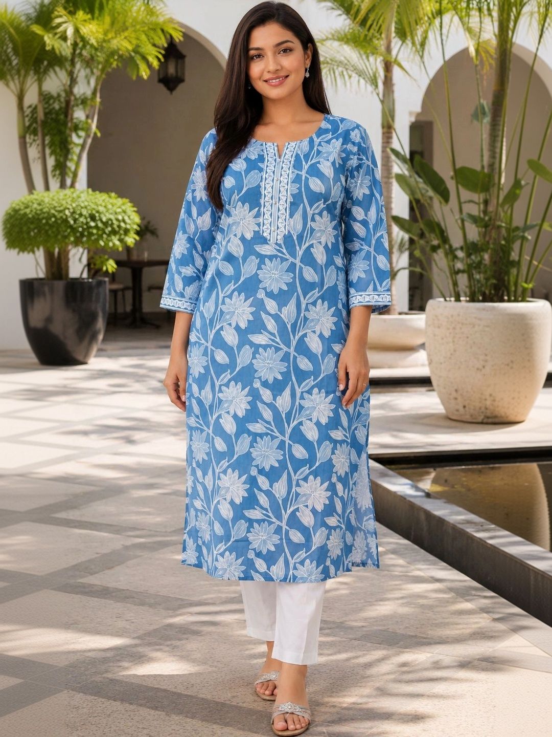Moda Rapido Floral Printed Pure Cotton Blend Kurti-picture-29