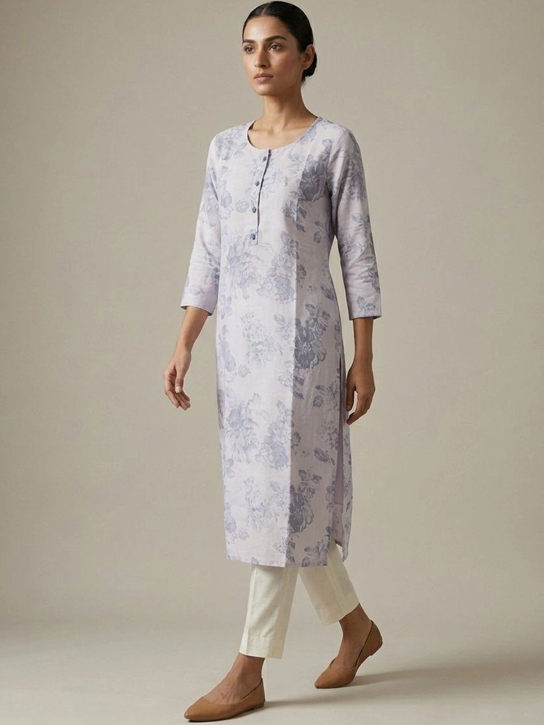 gokurtis Floral Printed Linen Blend Handloom Kurti-picture-58