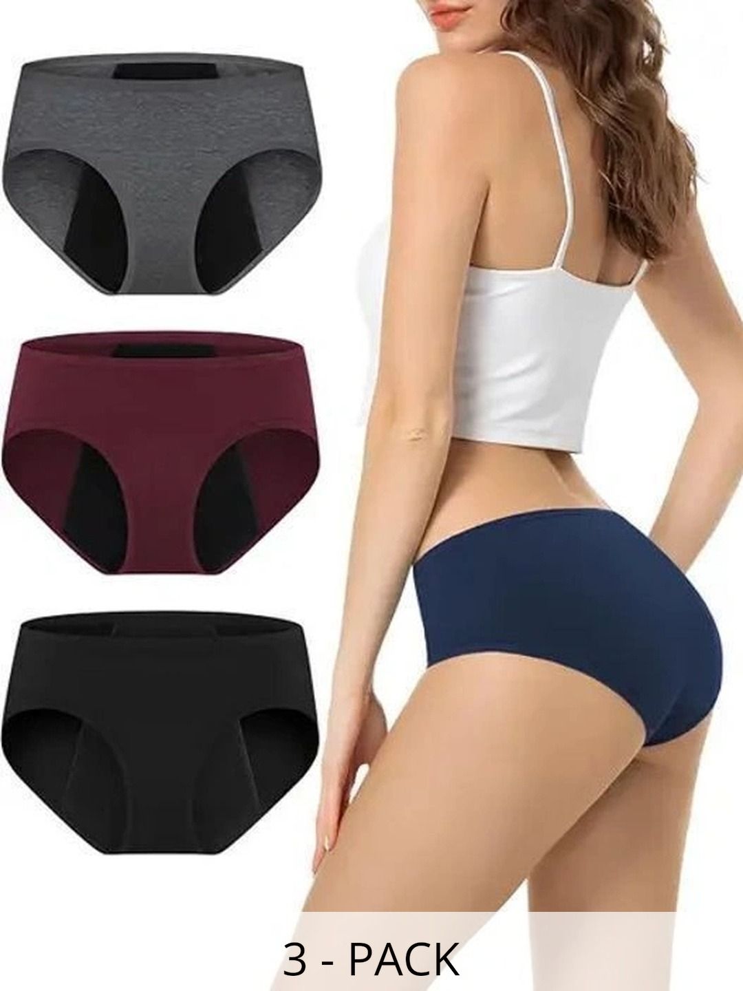 Bebron Women Pack of 3 Assorted Cotton Basic Briefs-picture-22