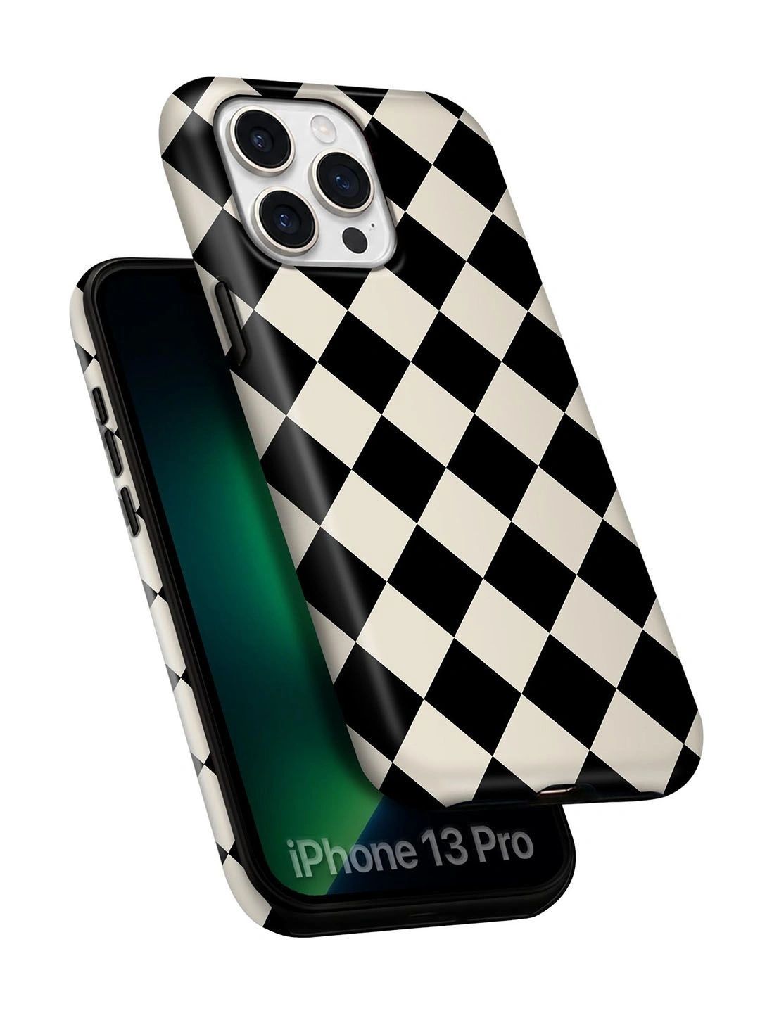 QRIOH Geometric Printed iPhone 13 Pro Back Case Mobile Accessories-image-41