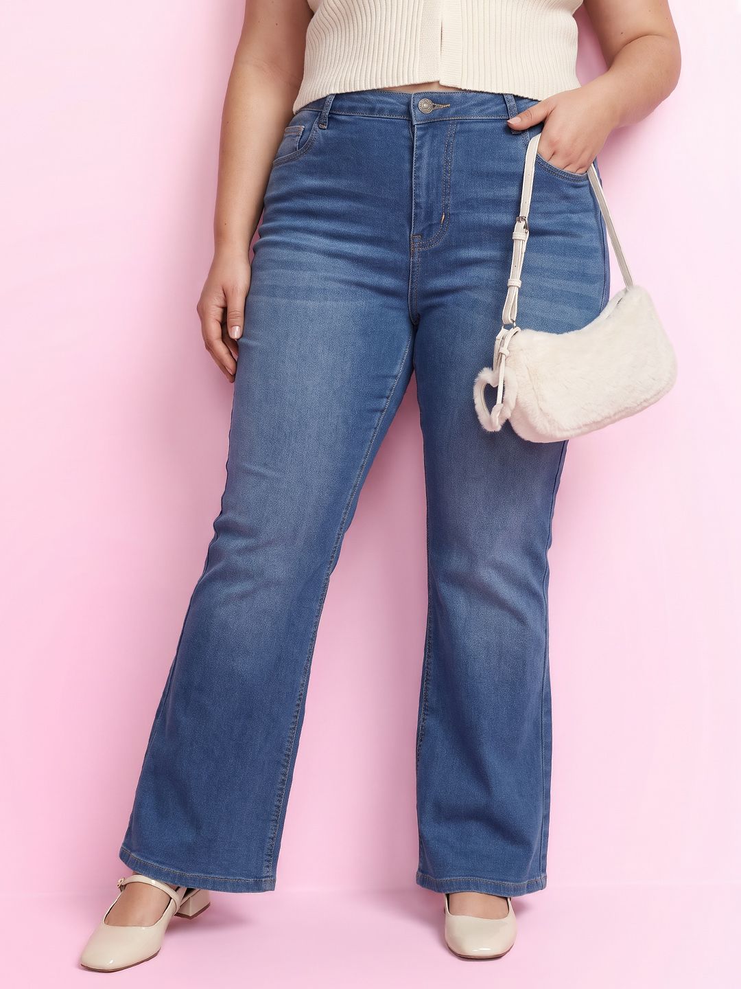 DressBerry Curve Women Plus Size Bootcut Light Fade Jeans-picture-54