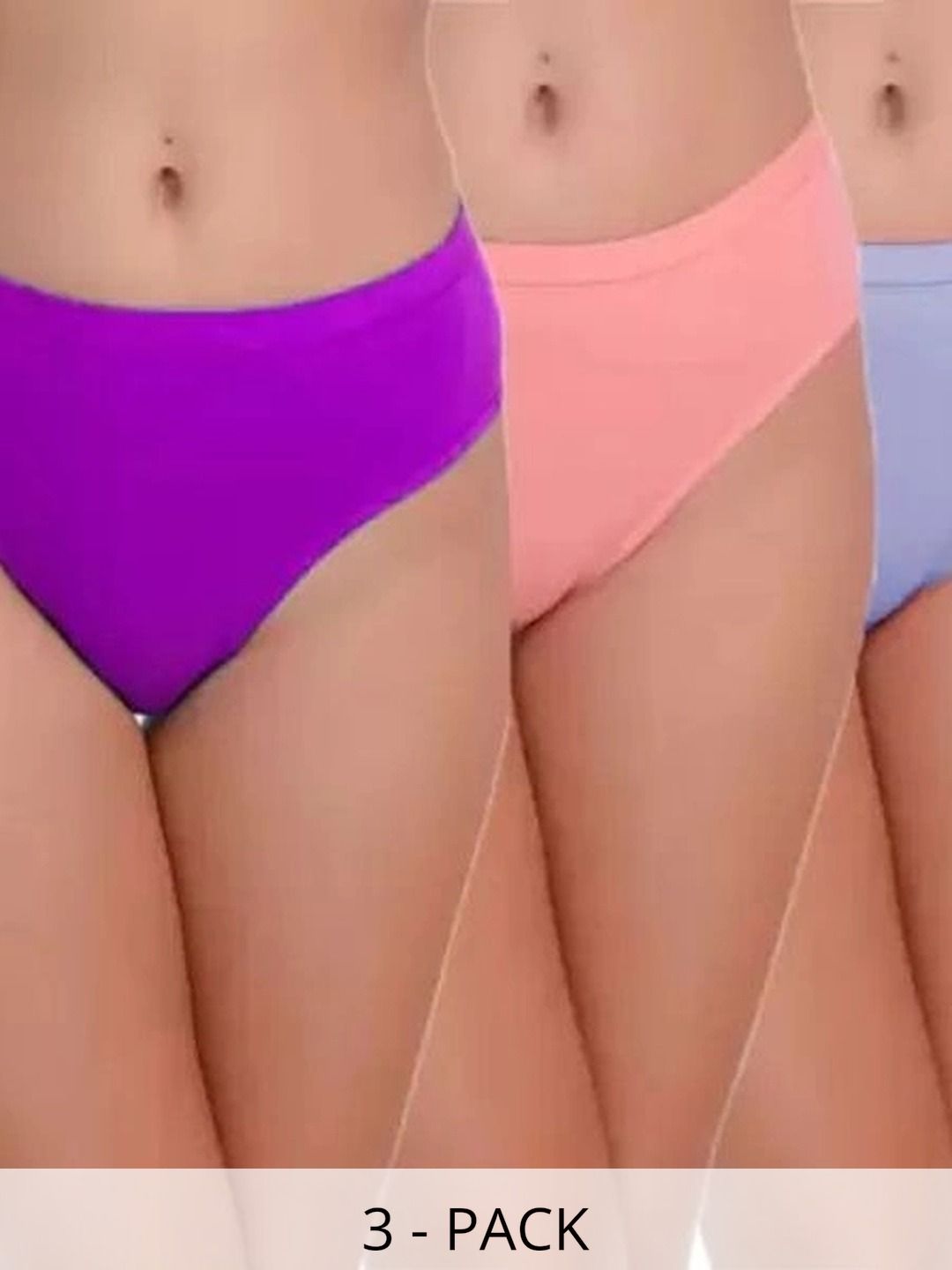 Bebron Women Pack of 3 Assorted Cotton Bikini-picture-34