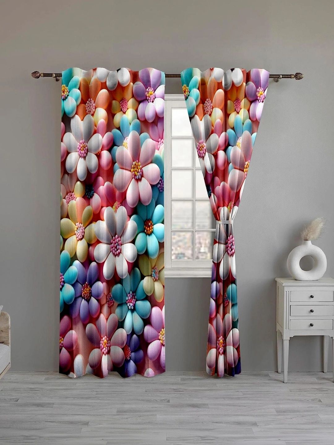 CURTAINRY Multicoloured Floral Door Curtain-picture-56