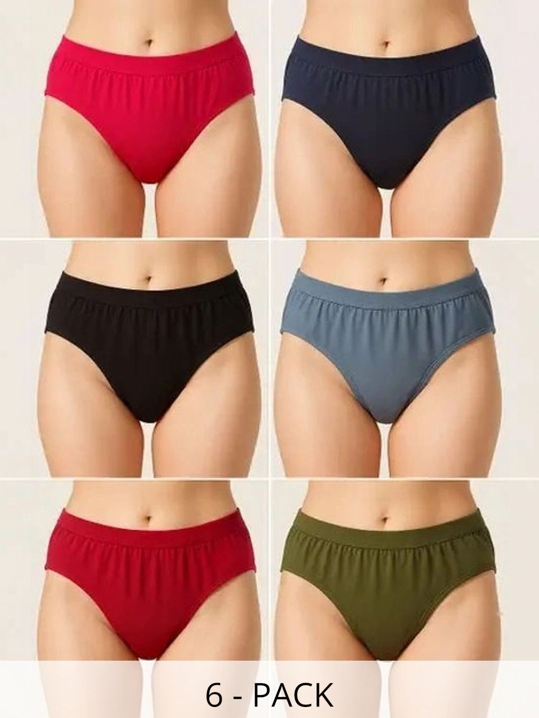 Bebron Women Pack of 6 Assorted Cotton Basic Briefs-picture-34