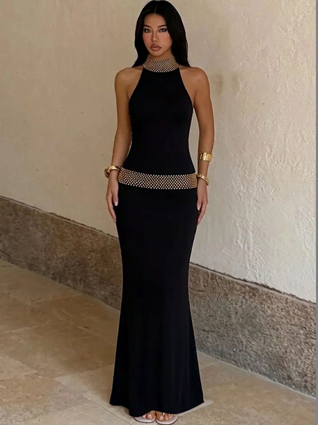 LULU & SKY Halter Neck Bodycon Maxi Dress-picture-30