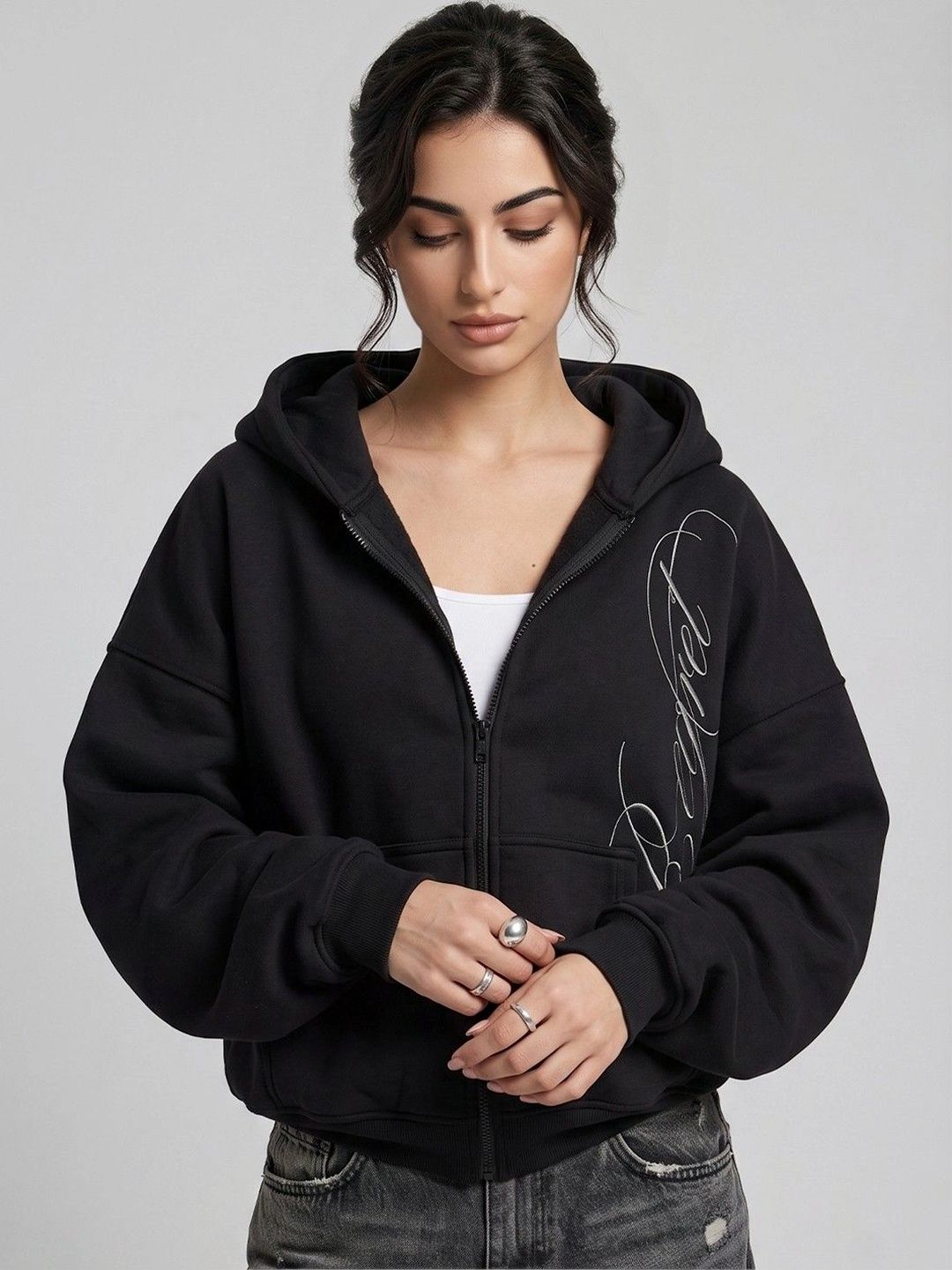 Suo Women Printed Hooded Sweatshirt-picture-52