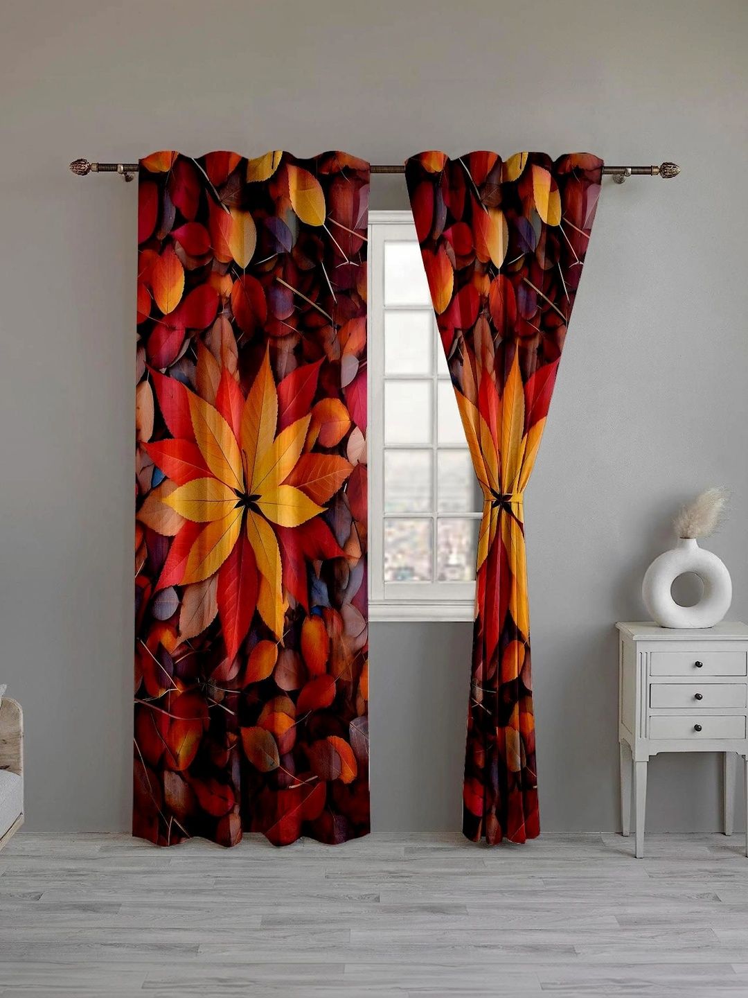CURTAINRY Maroon Floral Long Door Curtain-picture-34