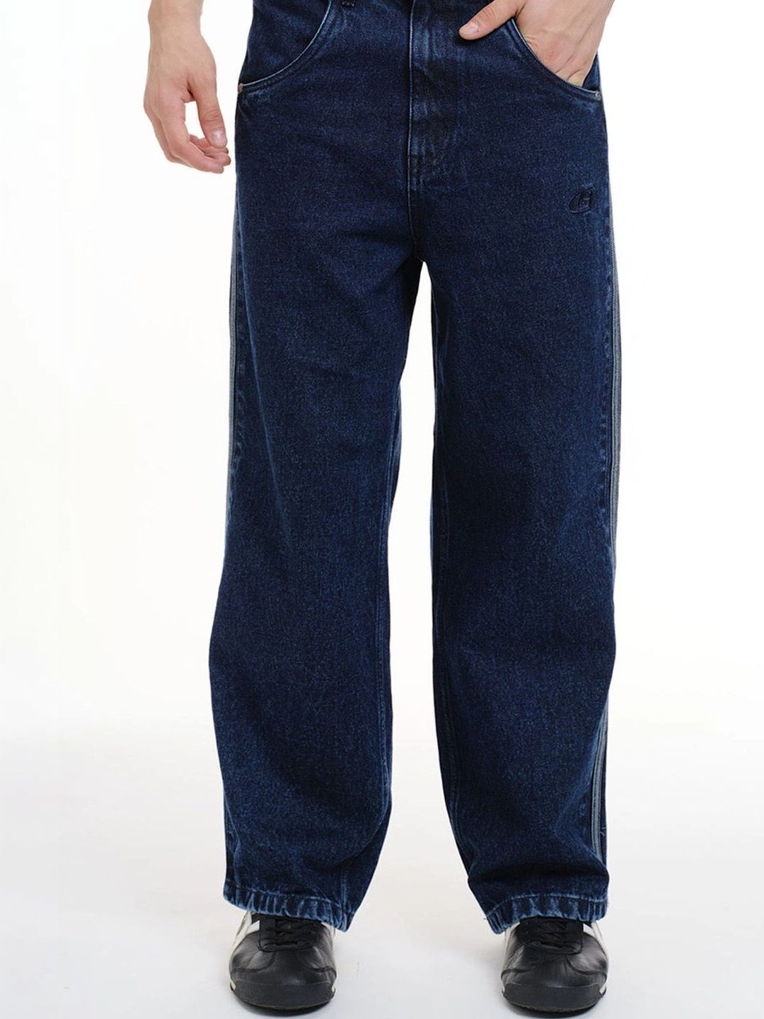 Bonkers Corner Men Straight Fit Mid-Rise with Side Stripe Jeans-picture-10