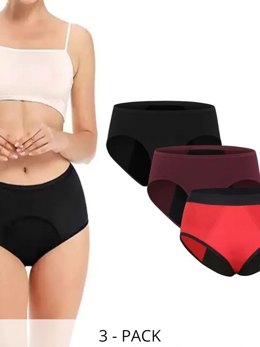 Bebron Women Pack of 3 Assorted Cotton Period Briefs-picture-37