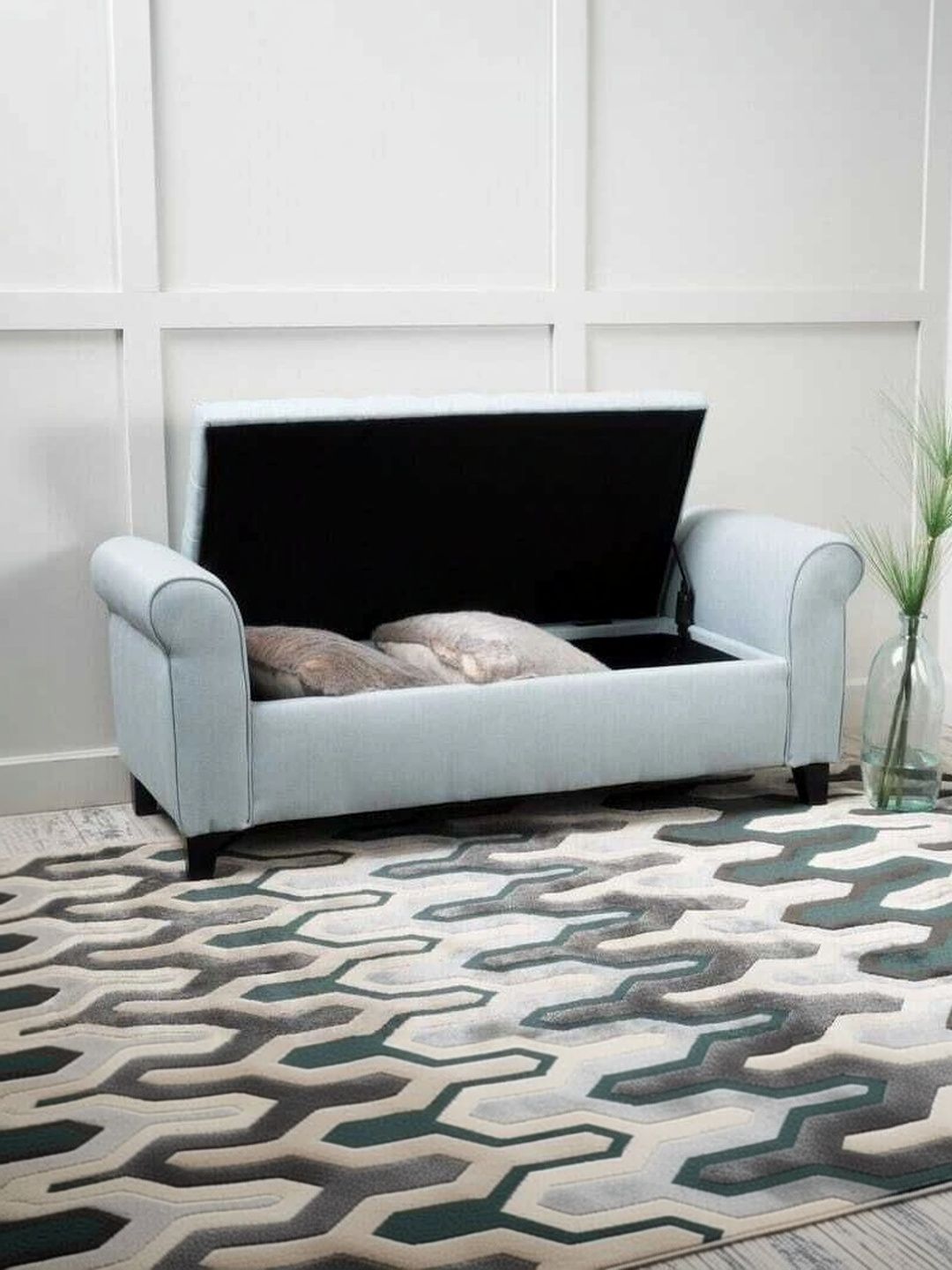 INDIAWOODMART Black & Grey Wood Tantric Chaise Lounge Chair-picture-50