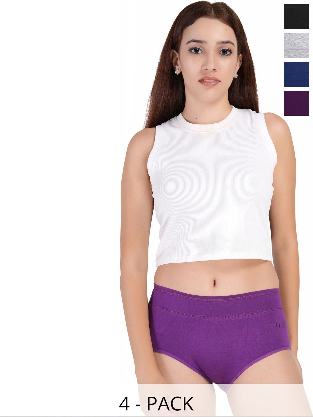 Bebron Women Pack of 4 Assorted Basic Briefs-picture-23