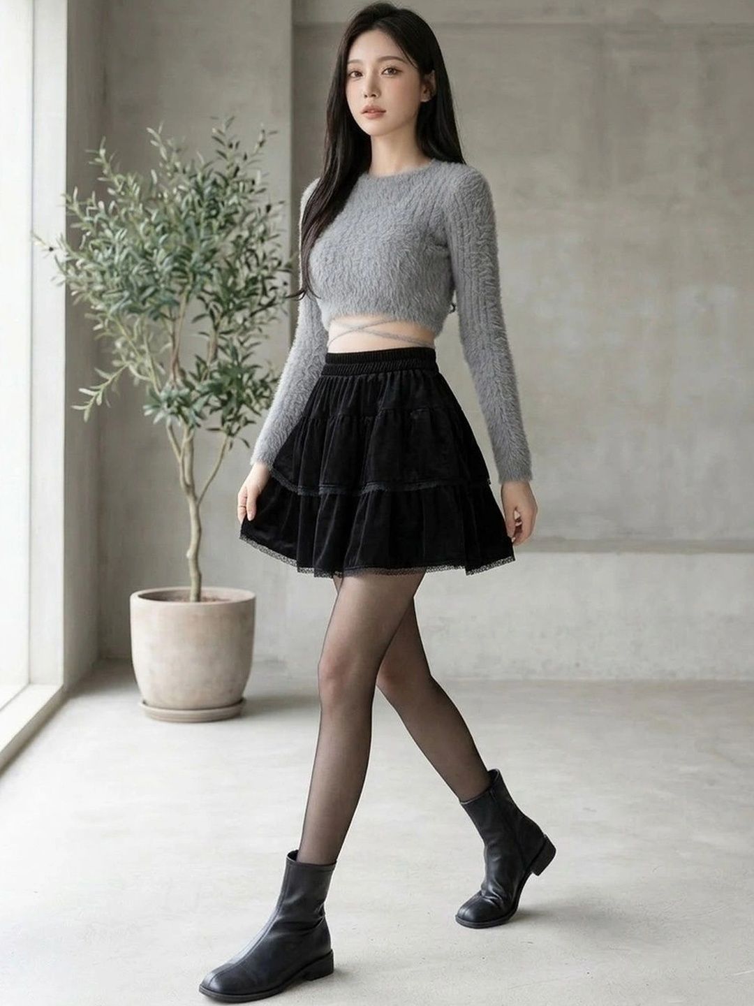 Suo Women Tiered Mini Flared Skirt-picture-25