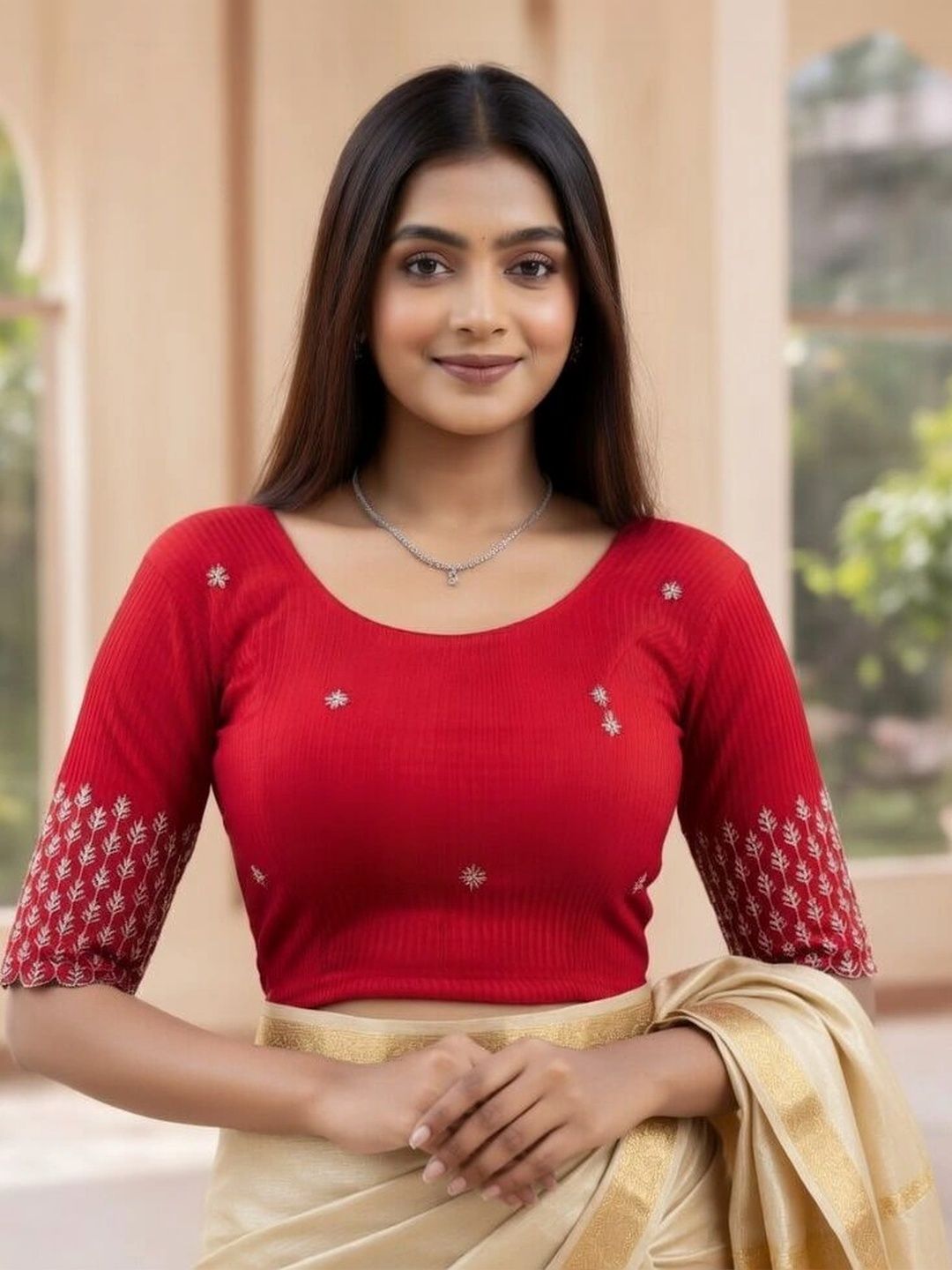 Rajnandini Embroidered Thread Work Saree Blouse-picture-31