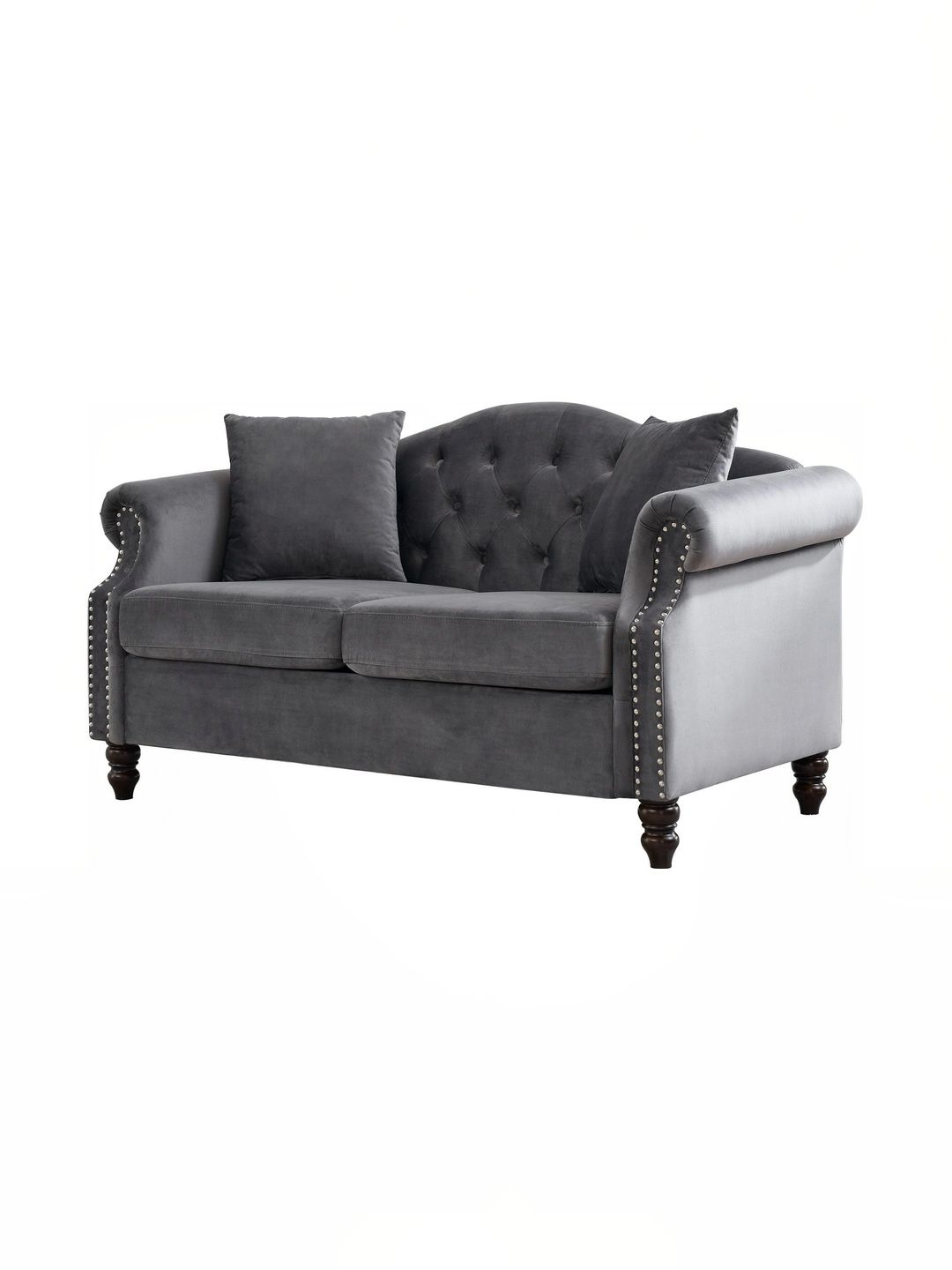 INDIAWOODMART Grey Wooden 2 Seater Sofa-image-15