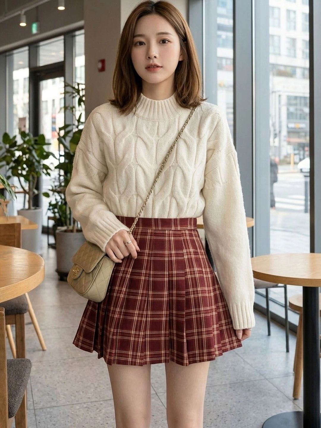 Suo Women Checked Summer Checks Mini Flared Skirt-picture-40