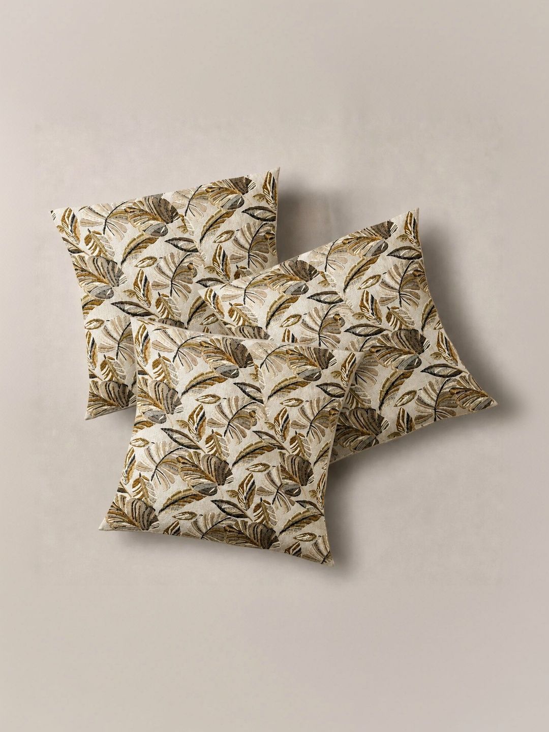 STUDIOHMK Beige Set of 5 Square Cushion Covers-image-0