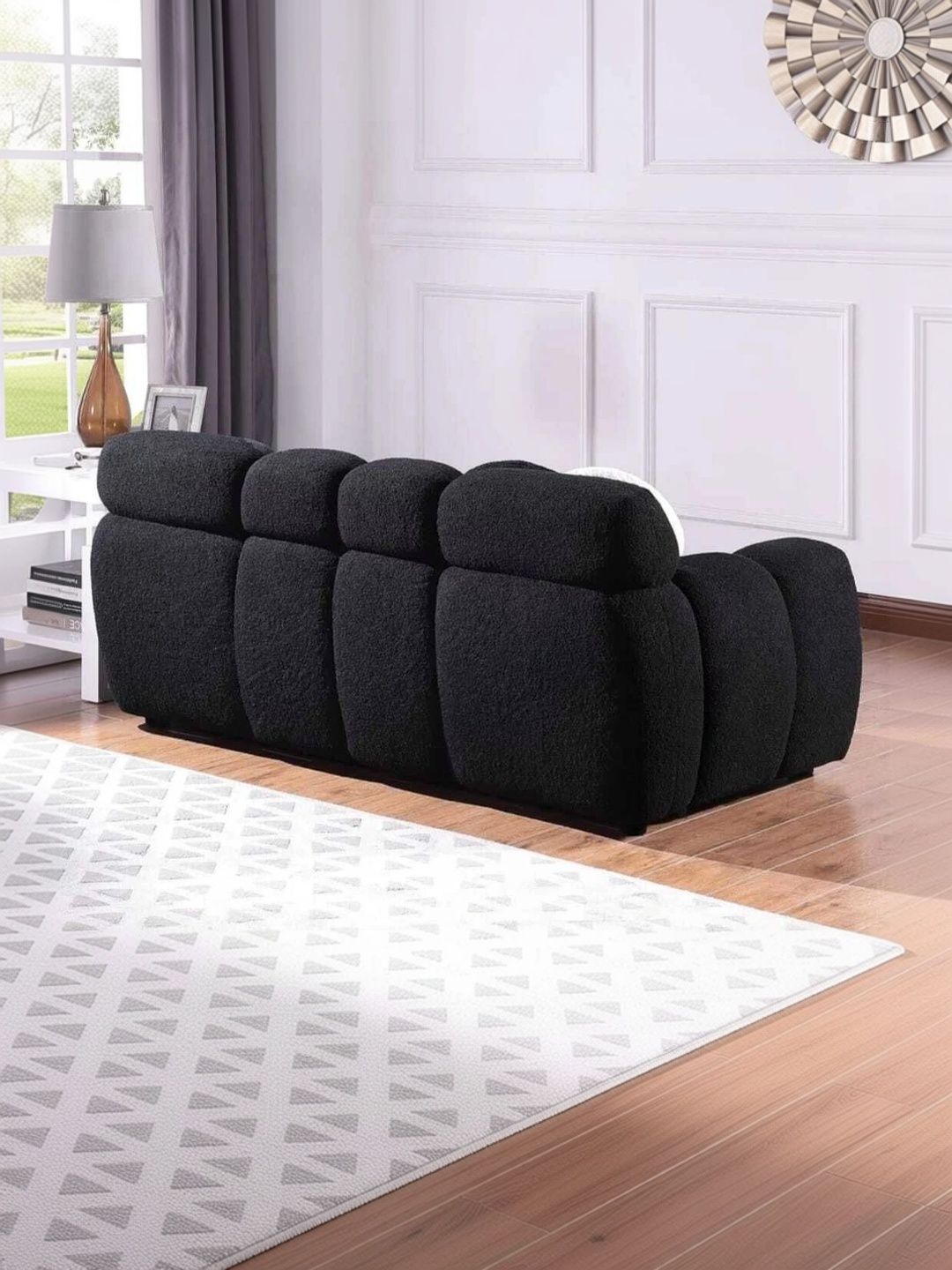 Soul craft Black Wooden Sofa With 2 Pillows-picture-13