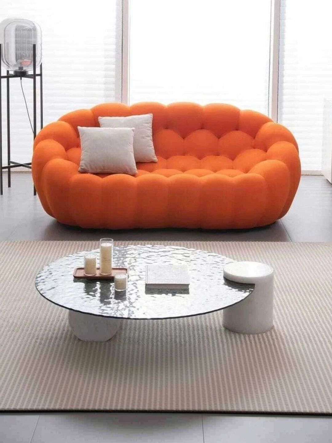 INDIAWOODMART Orange-Coloured Bubble 2 Seater Sofa-picture-8