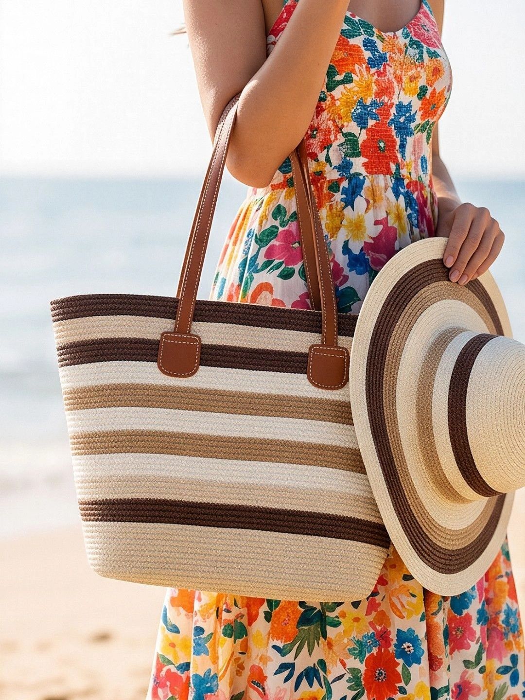 FIND STALK LOVE Striped Tote Bag-picture-57