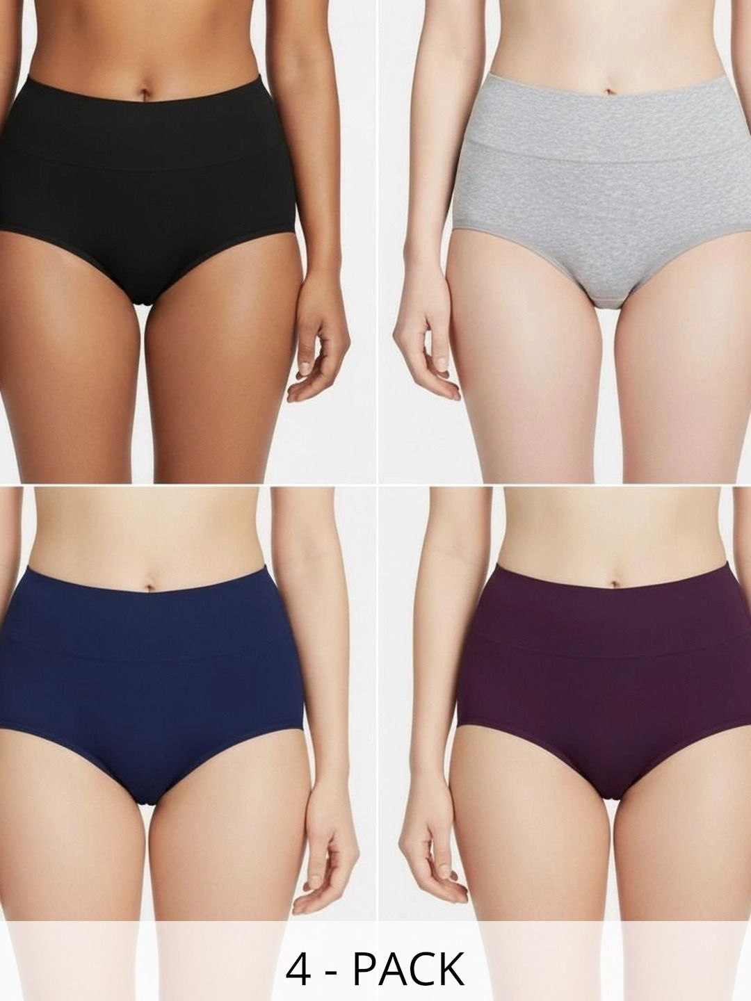 Bebron Women Pack of 4 Assorted Cotton Basic Briefs-picture-55