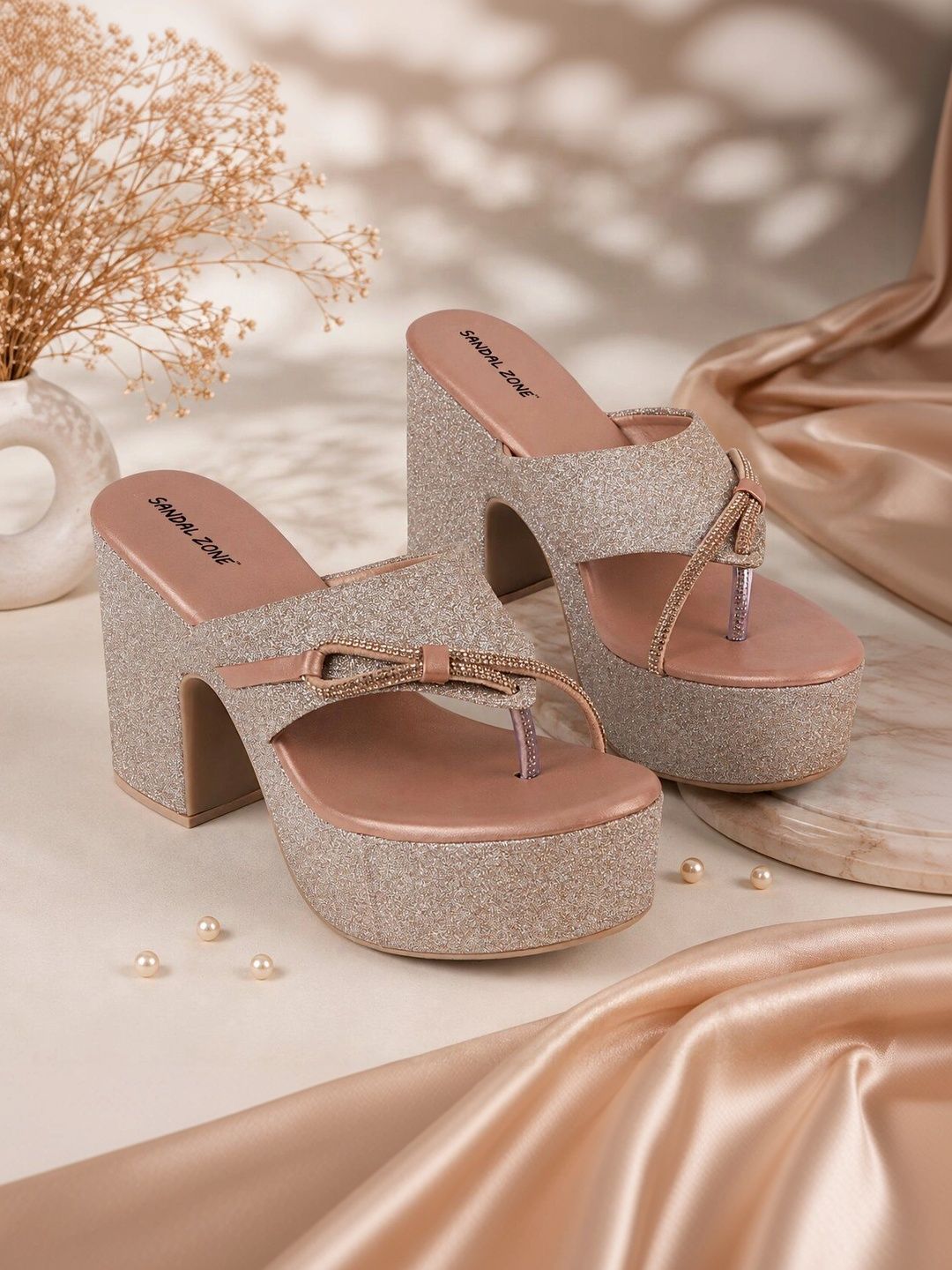 SANDALZONE Textured Party Block Mules-picture-49
