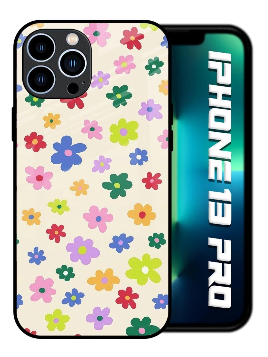 QRIOH Floral Printed iPhone 13 Pro Back Case Mobile Accessories-image-43