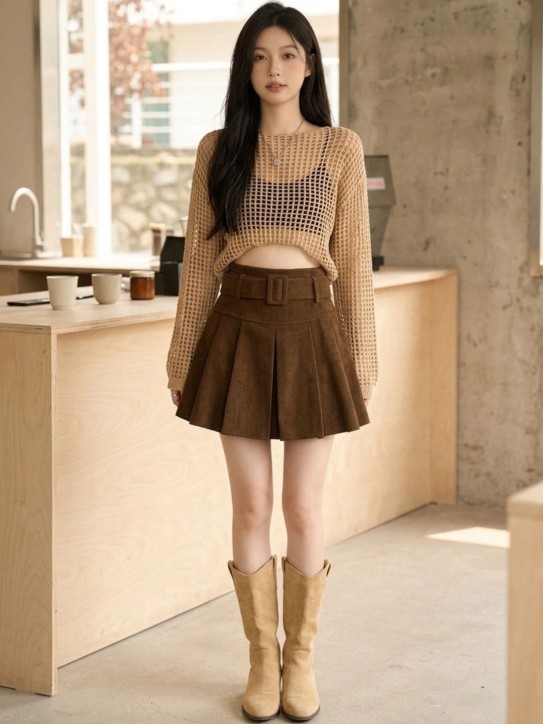 Suo Women Mini Flared Skirt-picture-17