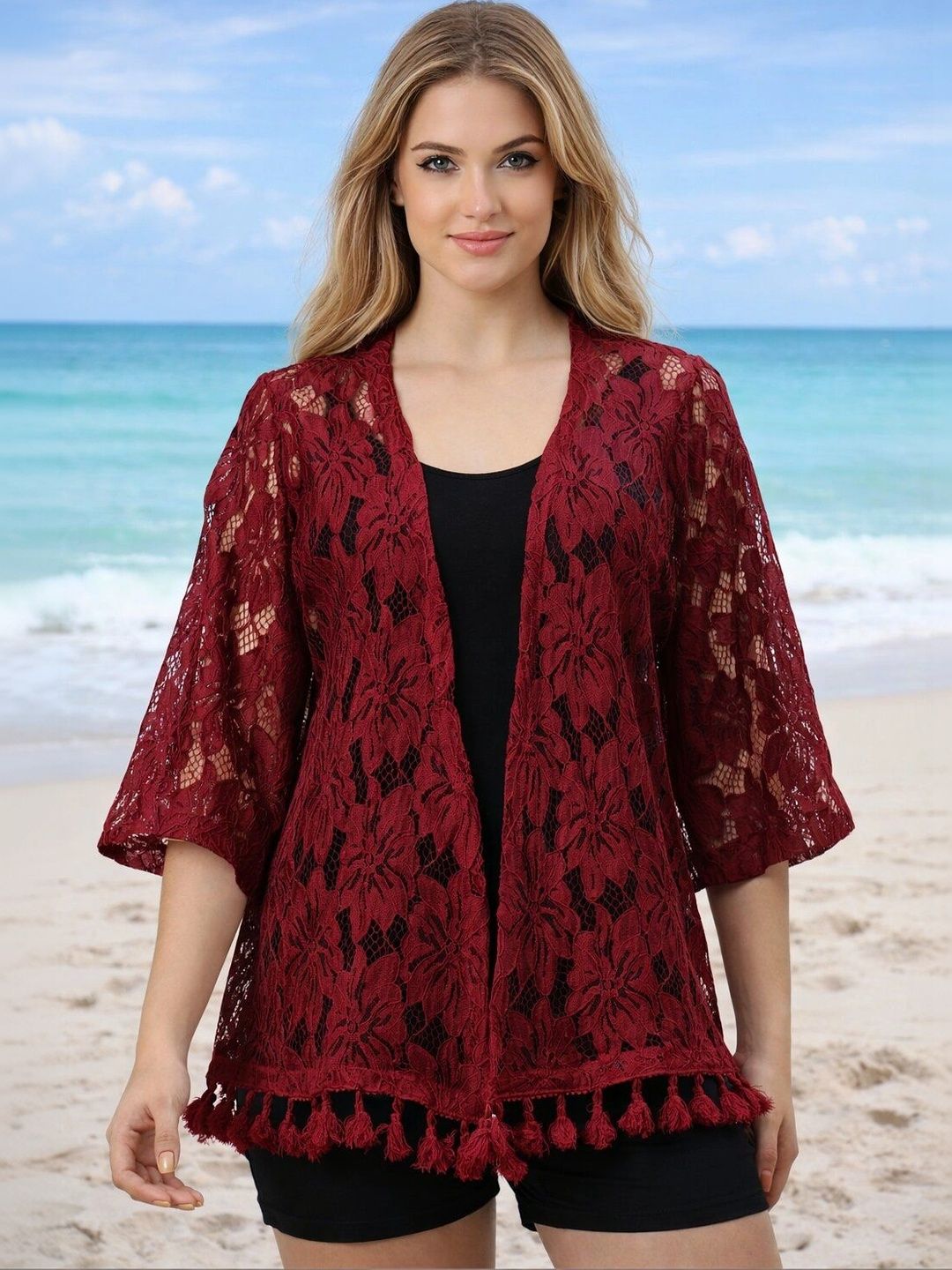 TENACITY Women Tasselled Sheer Shrug-picture-32