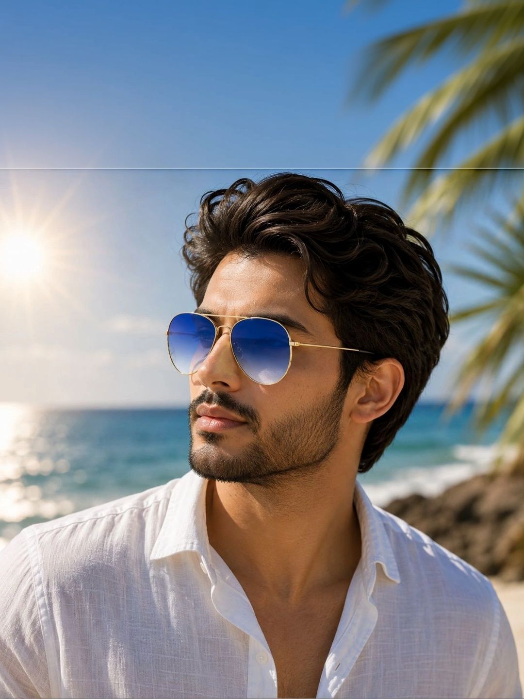 Roadster Unisex Blue Lens & Gold-Toned Aviator Sunglasses with-picture-39